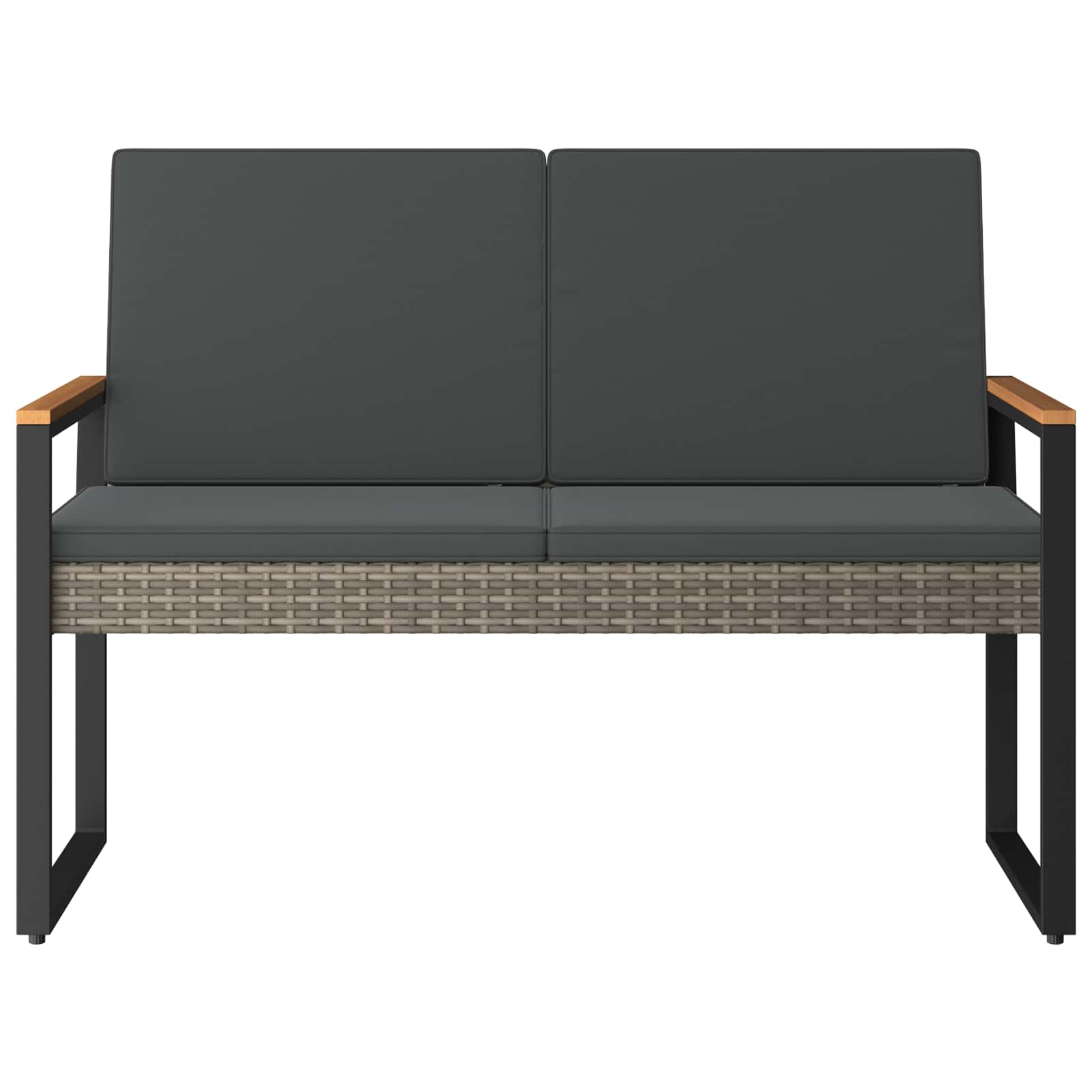 vidaXL Ławka ogrodowa Szary i ciemnoszary 107 x 61 x 80 cm polirattan