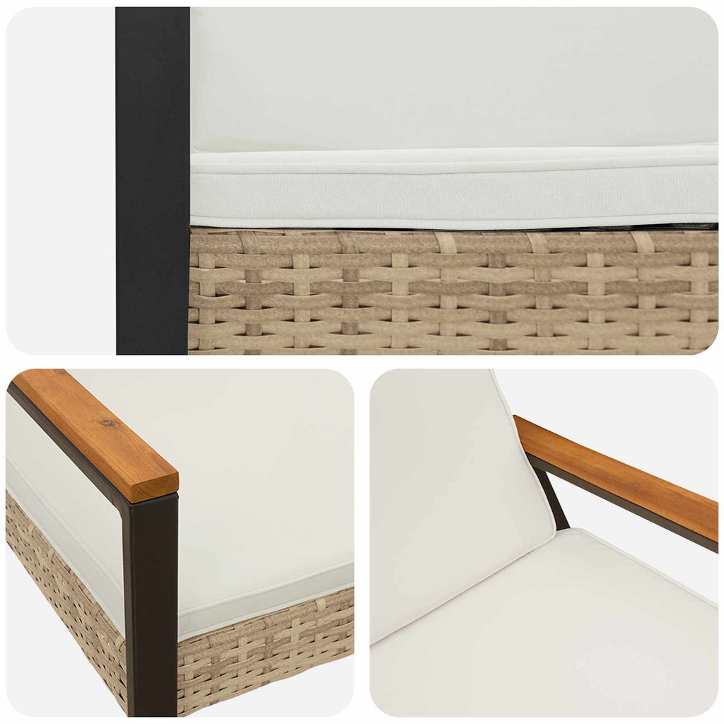 vidaXL Ławka ogrodowa Beżowy i kremowy 107 x 61 x 80 cm polirattan