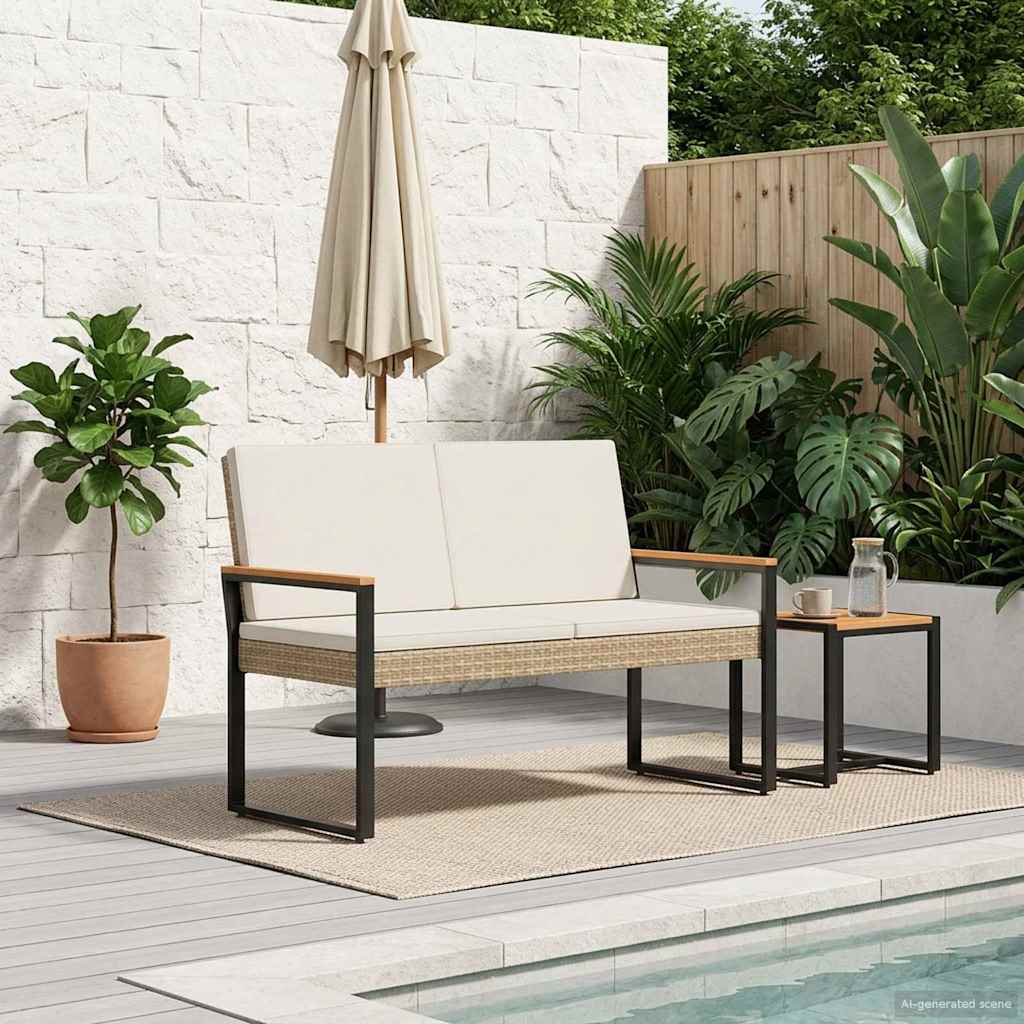 vidaXL Ławka ogrodowa Beżowy i kremowy 107 x 61 x 80 cm polirattan