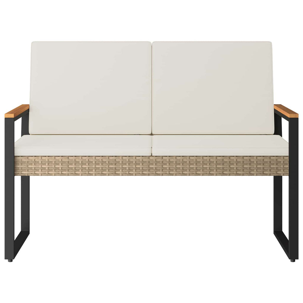 vidaXL Ławka ogrodowa Beżowy i kremowy 107 x 61 x 80 cm polirattan