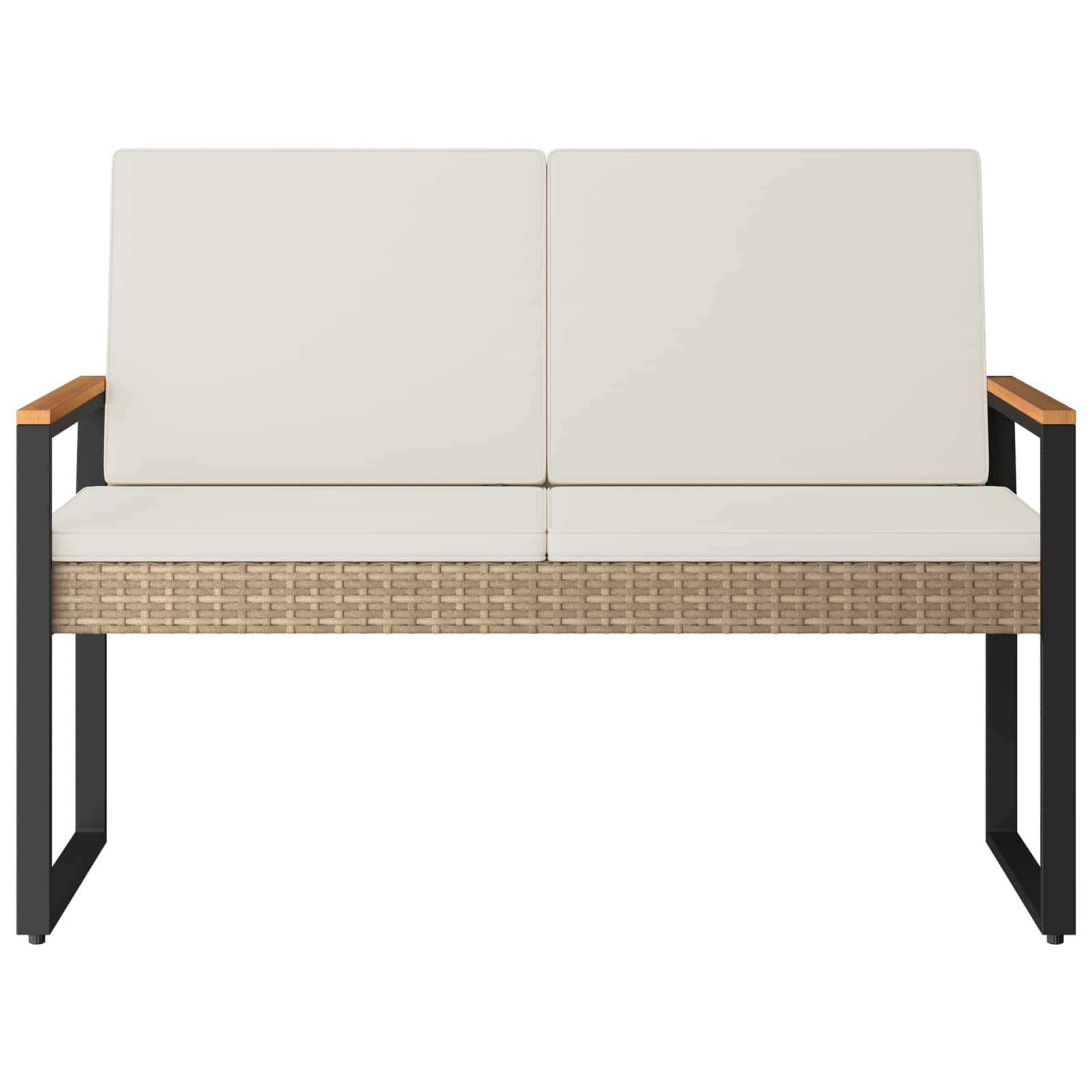 vidaXL Ławka ogrodowa Beżowy i kremowy 107 x 61 x 80 cm polirattan