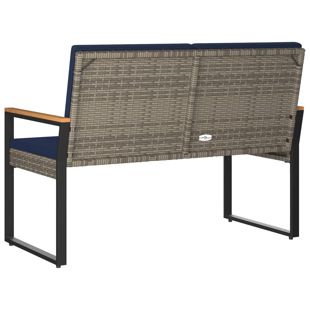 vidaXL Ławka ogrodowa Szary i granatowy 107 x 61 x 80 cm polirattan