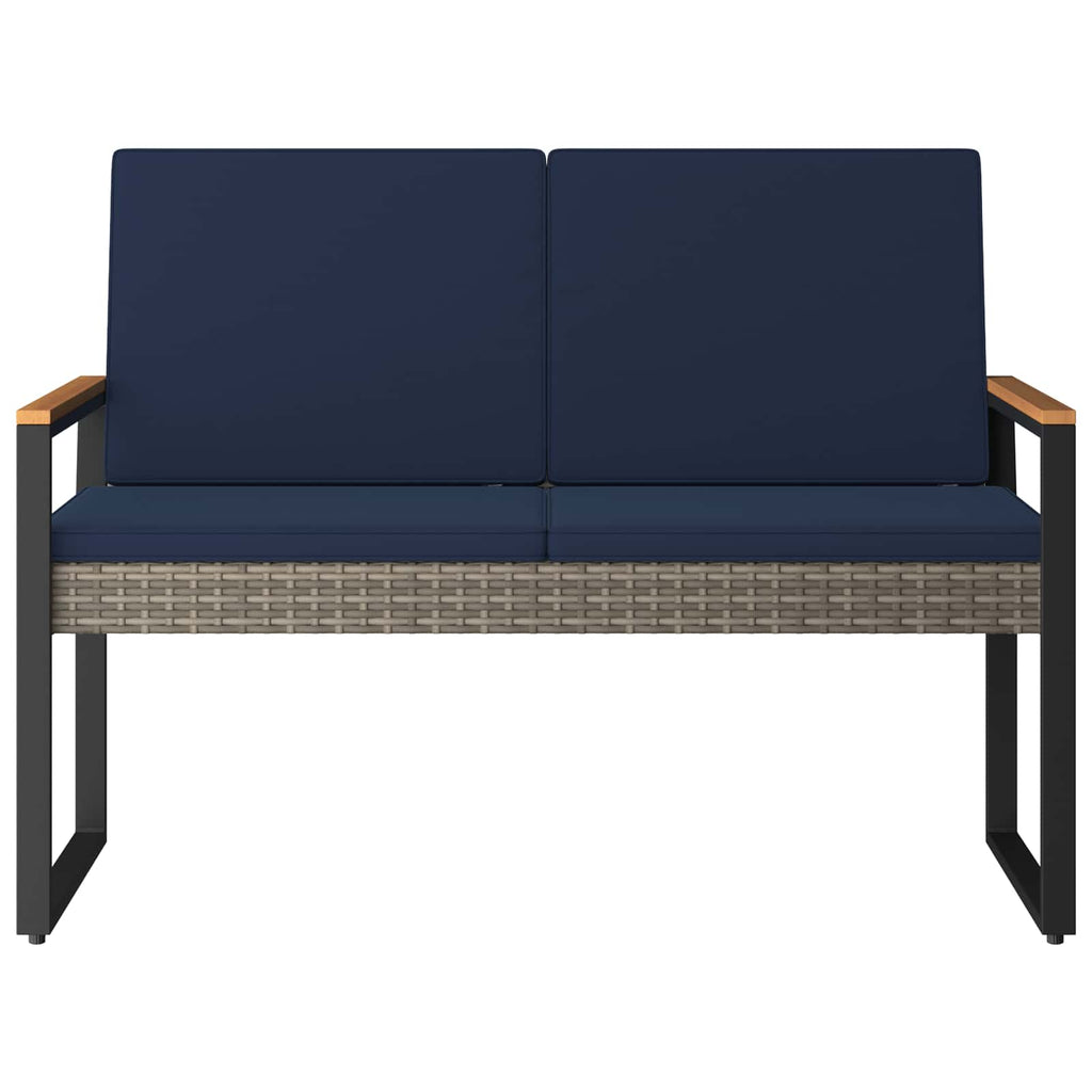 vidaXL Ławka ogrodowa Szary i granatowy 107 x 61 x 80 cm polirattan