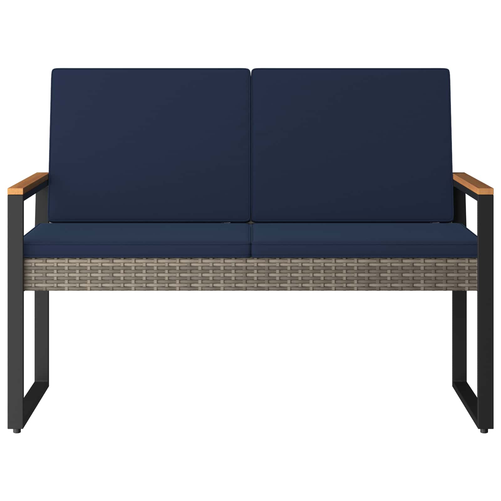 vidaXL Ławka ogrodowa Szary i granatowy 107 x 61 x 80 cm polirattan