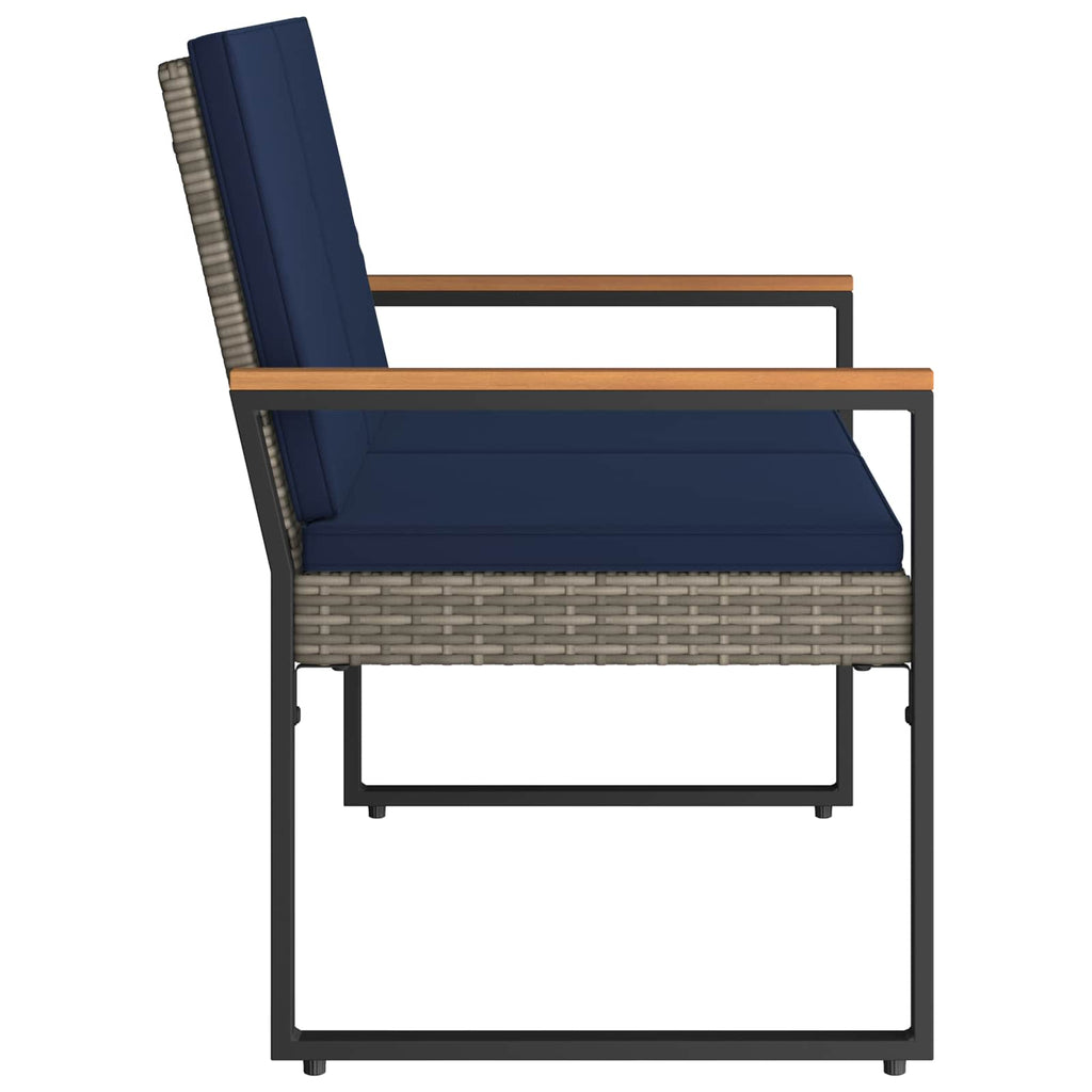 vidaXL Ławka ogrodowa Szary i granatowy 107 x 61 x 80 cm polirattan
