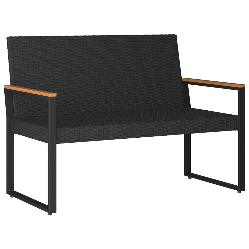vidaXL Ławka ogrodowa Czarny i Turkusowy 107 x 61 x 80 cm polirattan