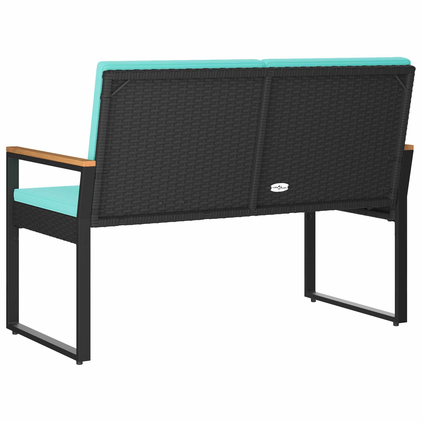 vidaXL Ławka ogrodowa Czarny i Turkusowy 107 x 61 x 80 cm polirattan