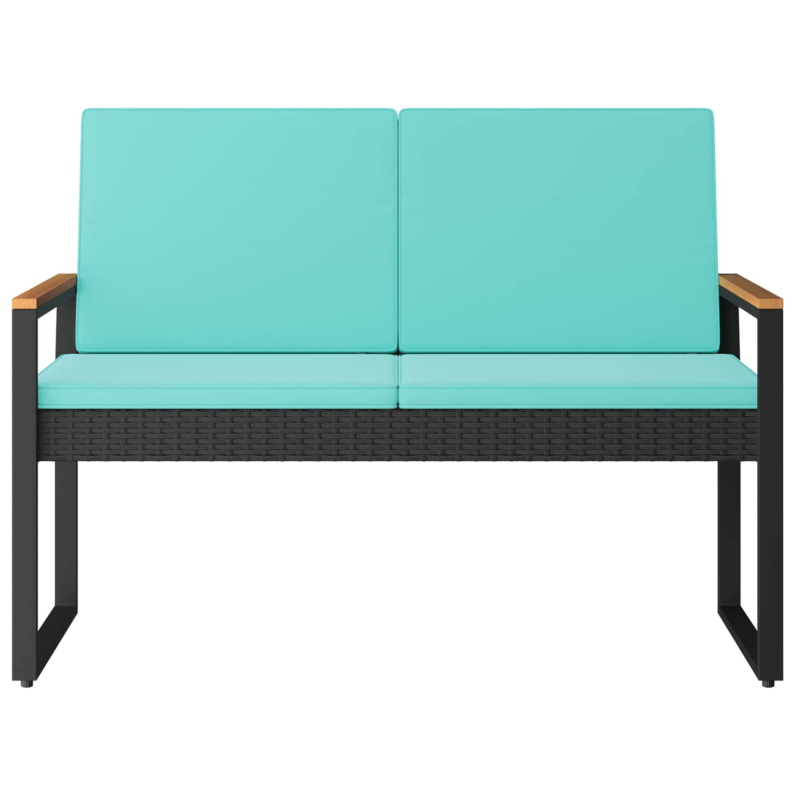 vidaXL Ławka ogrodowa Czarny i Turkusowy 107 x 61 x 80 cm polirattan