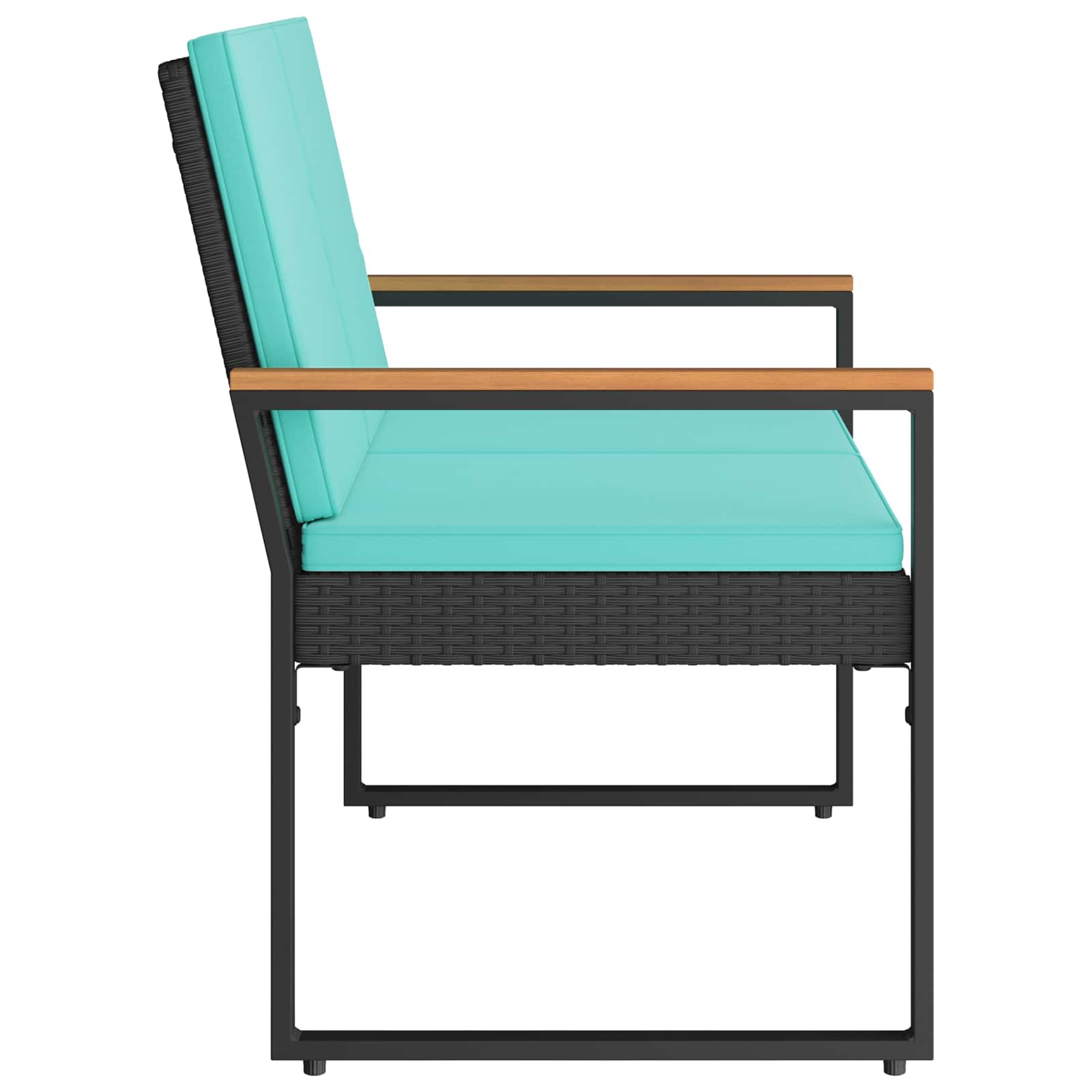 vidaXL Ławka ogrodowa Czarny i Turkusowy 107 x 61 x 80 cm polirattan