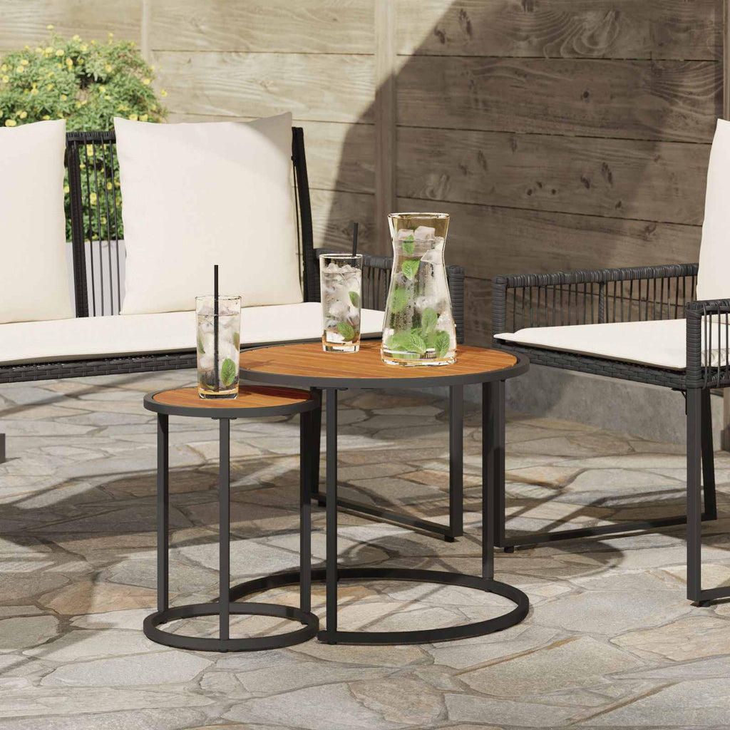 vidaXL Zestaw stolików kawowych 2 pcs Naturalny i czarny