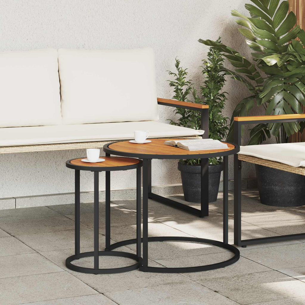 vidaXL Zestaw stolików kawowych 2 pcs Naturalny i czarny