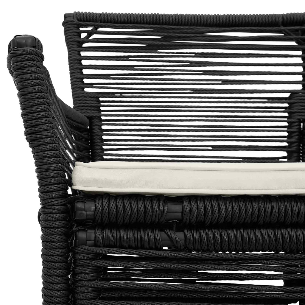 vidaXL Fotel na zewnątrz z poduszką 4 pcs Czarny i kremowy polirattan