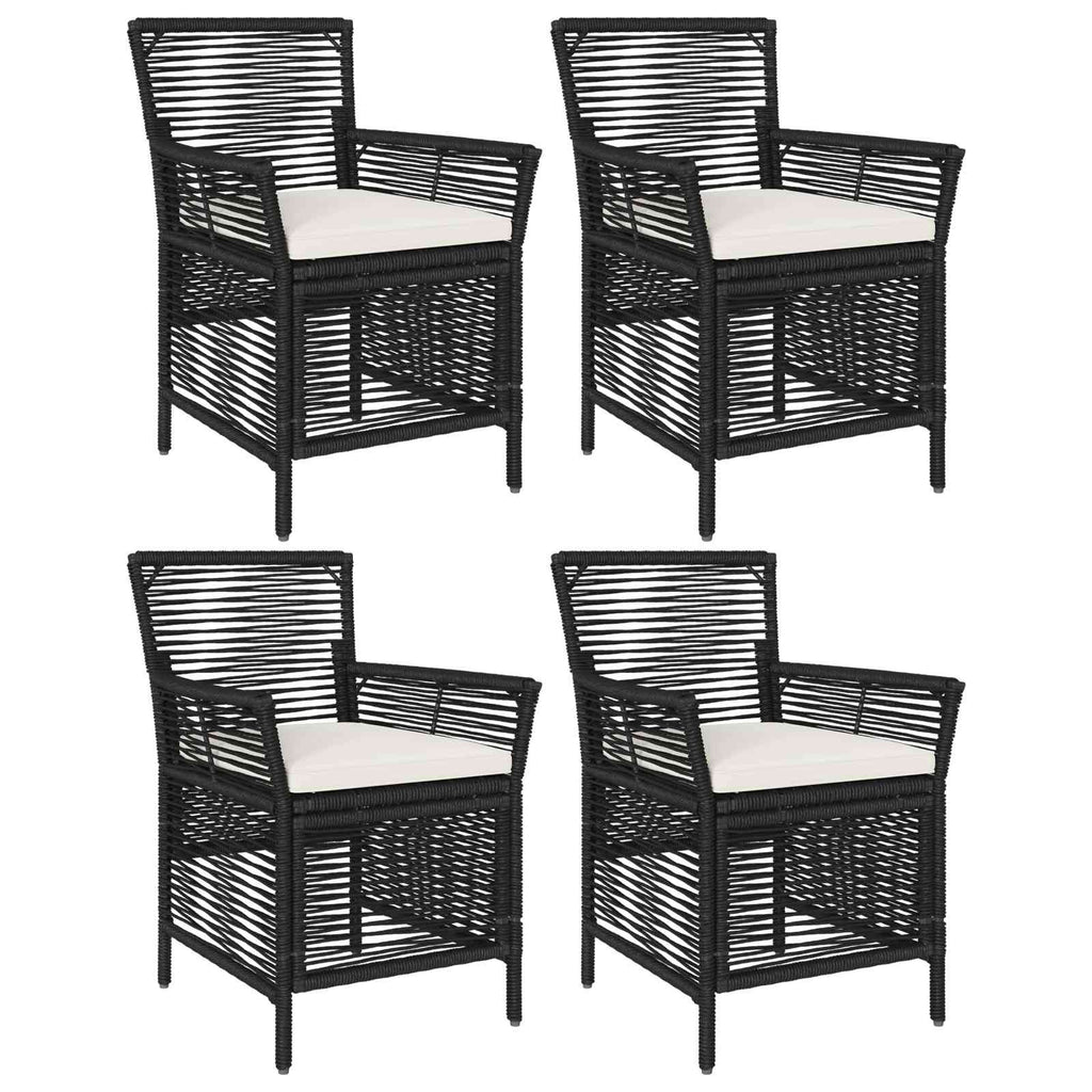 vidaXL Fotel na zewnątrz z poduszką 4 pcs Czarny i kremowy polirattan