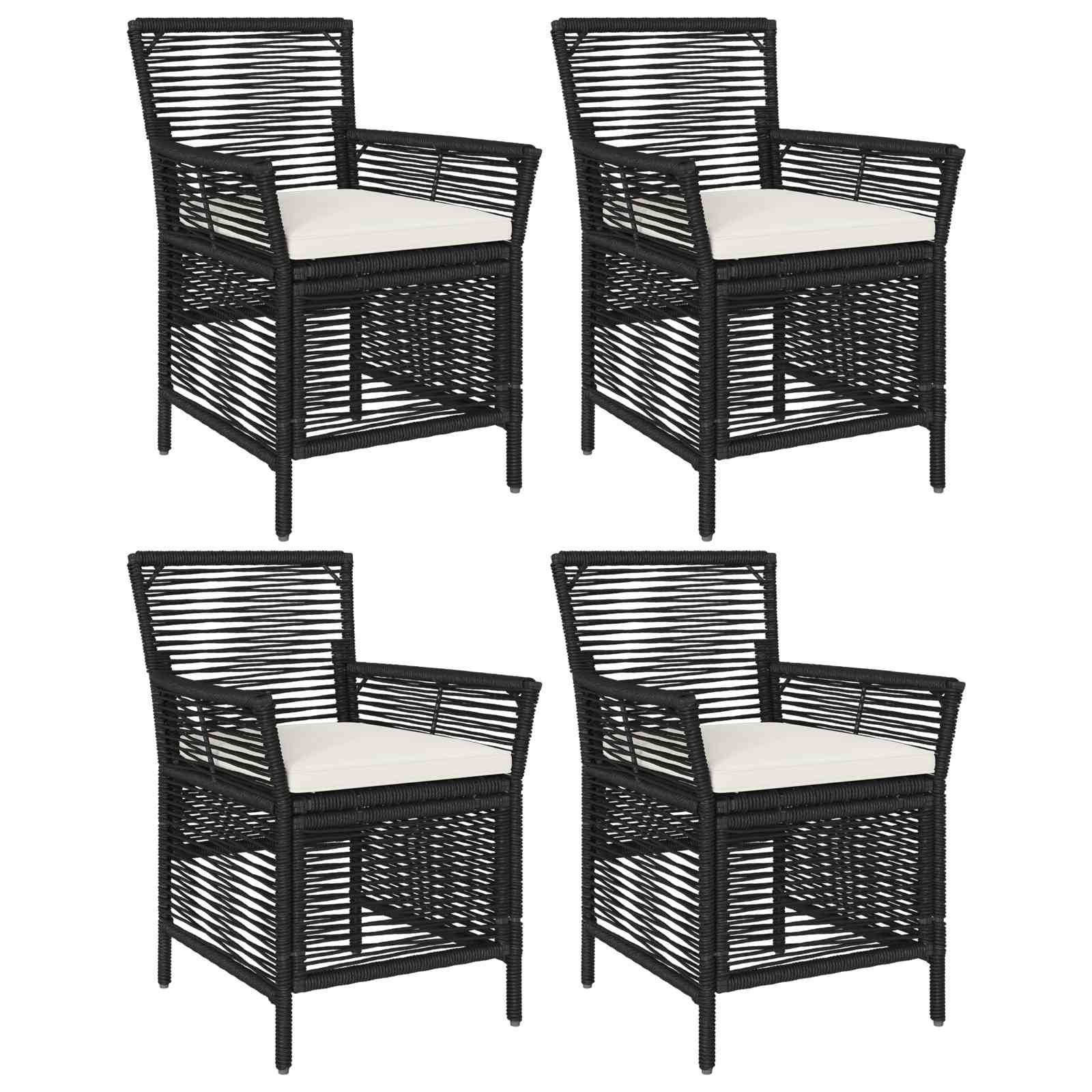vidaXL Fotel na zewnątrz z poduszką 4 pcs Czarny i kremowy polirattan