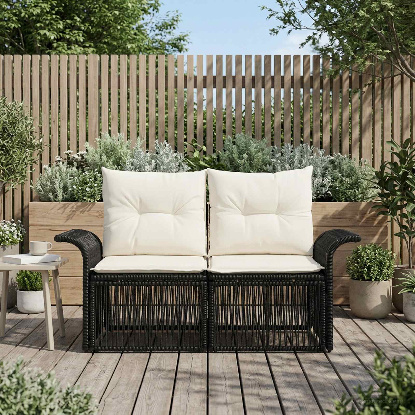vidaXL Sofa Ogrodowa 2-Liczba miejsc Czarny polirattan