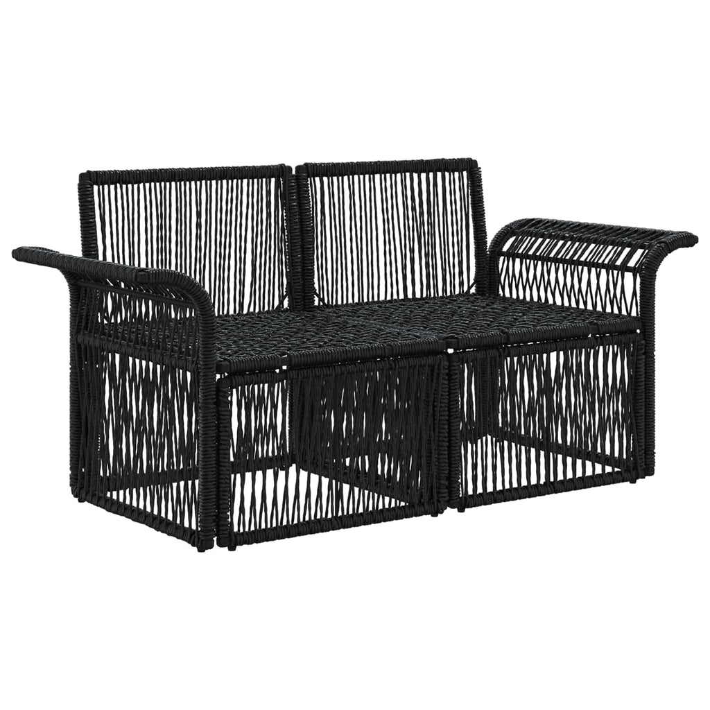 vidaXL Sofa Ogrodowa 2-Liczba miejsc Czarny polirattan