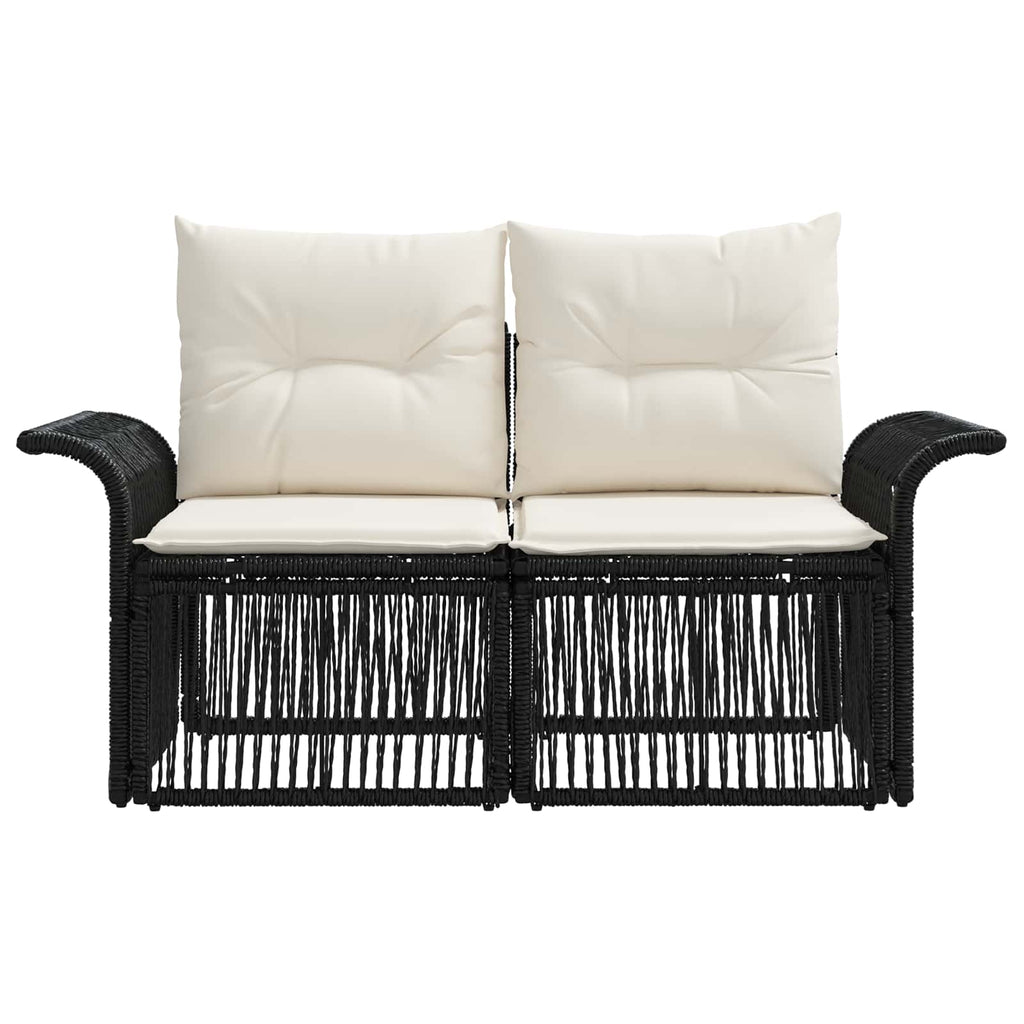 vidaXL Sofa Ogrodowa 2-Liczba miejsc Czarny polirattan