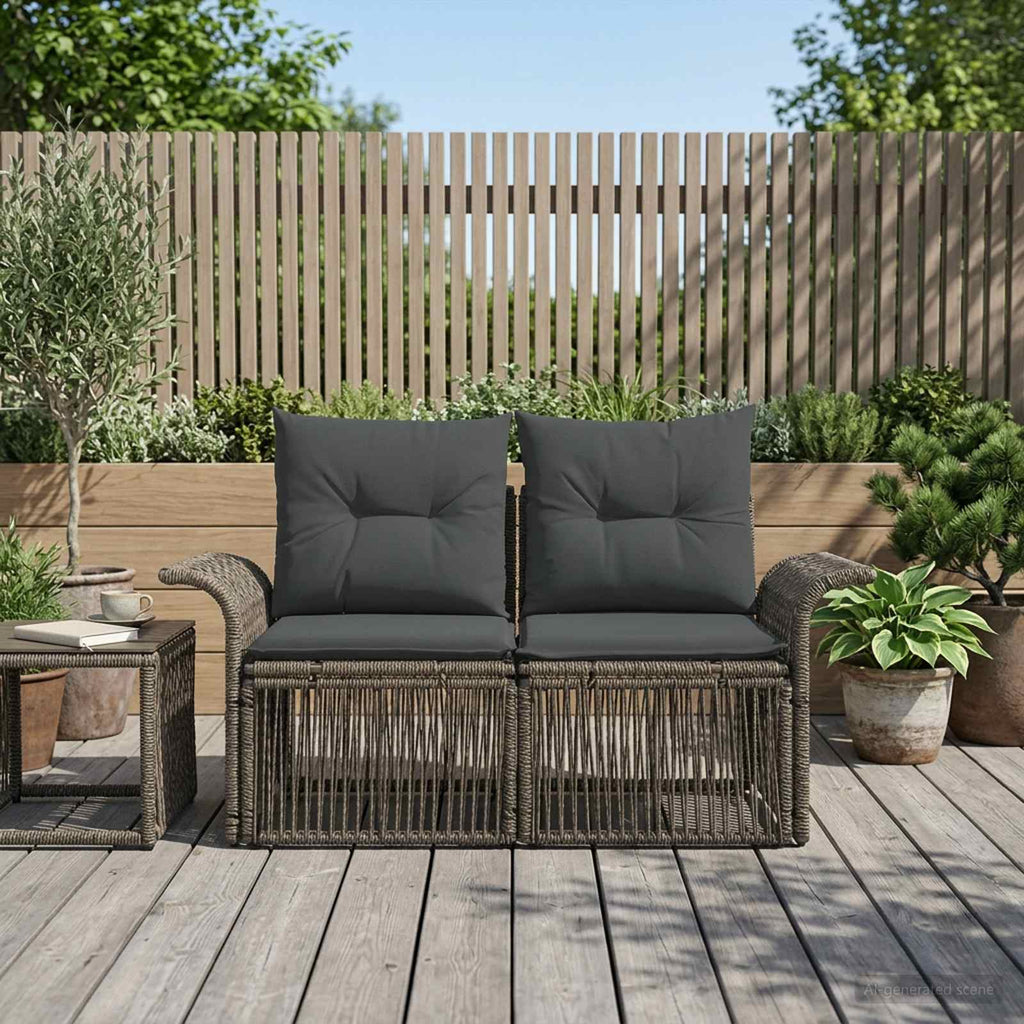 vidaXL Sofa Ogrodowa 2-Liczba miejsc Szary polirattan