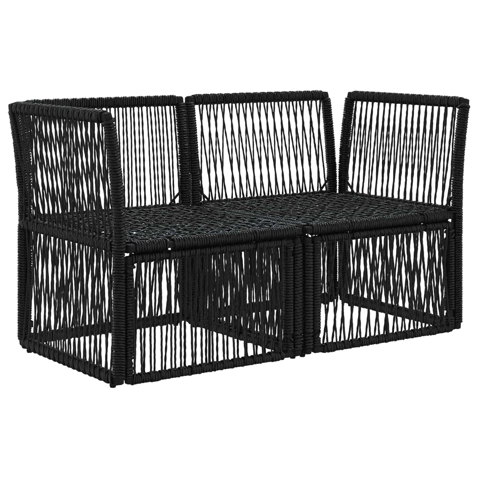 vidaXL Sofa Ogrodowa 2-Liczba miejsc Czarny polirattan