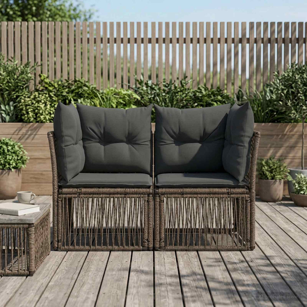 vidaXL Sofa Ogrodowa 2-Liczba miejsc Szary polirattan