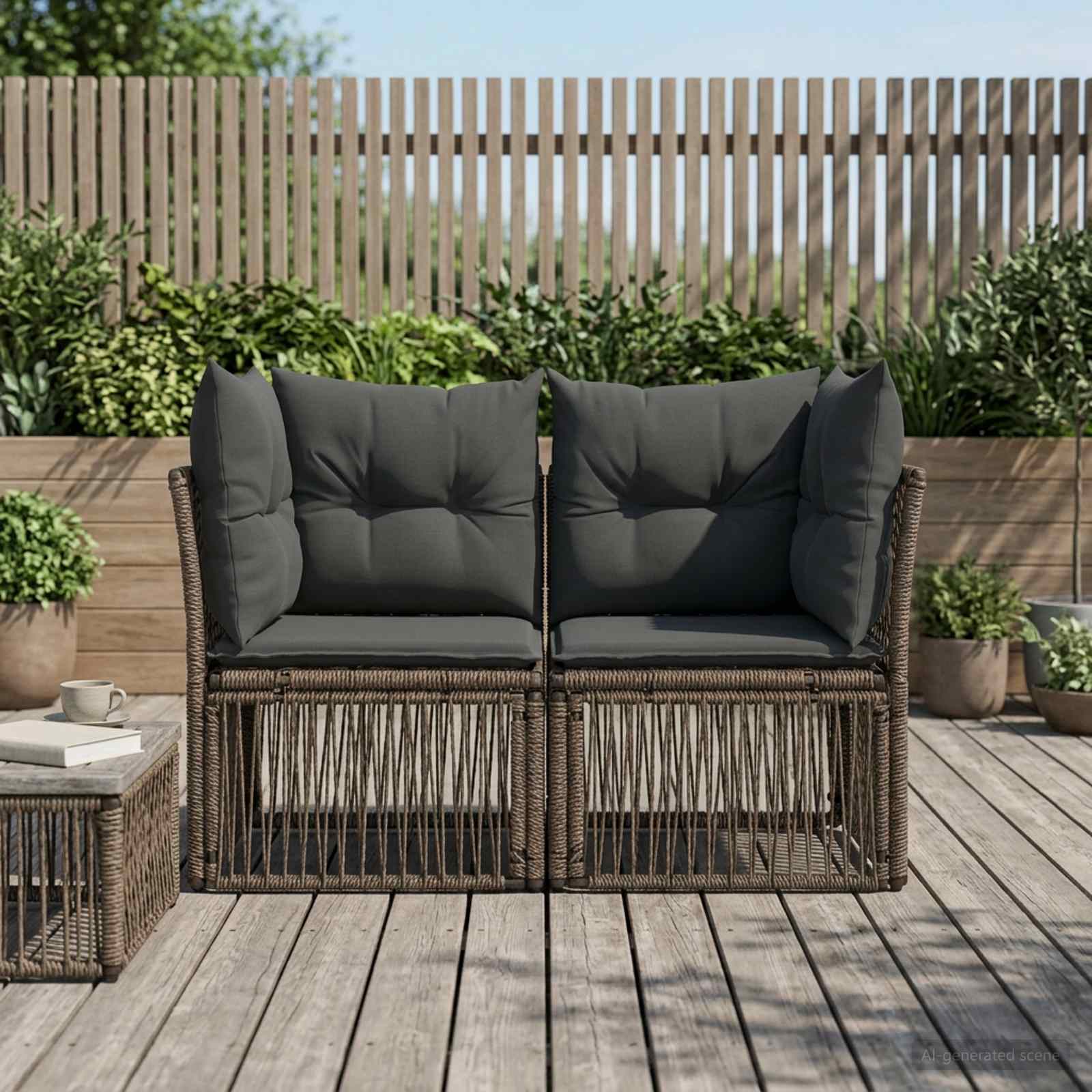 vidaXL Sofa Ogrodowa 2-Liczba miejsc Szary polirattan
