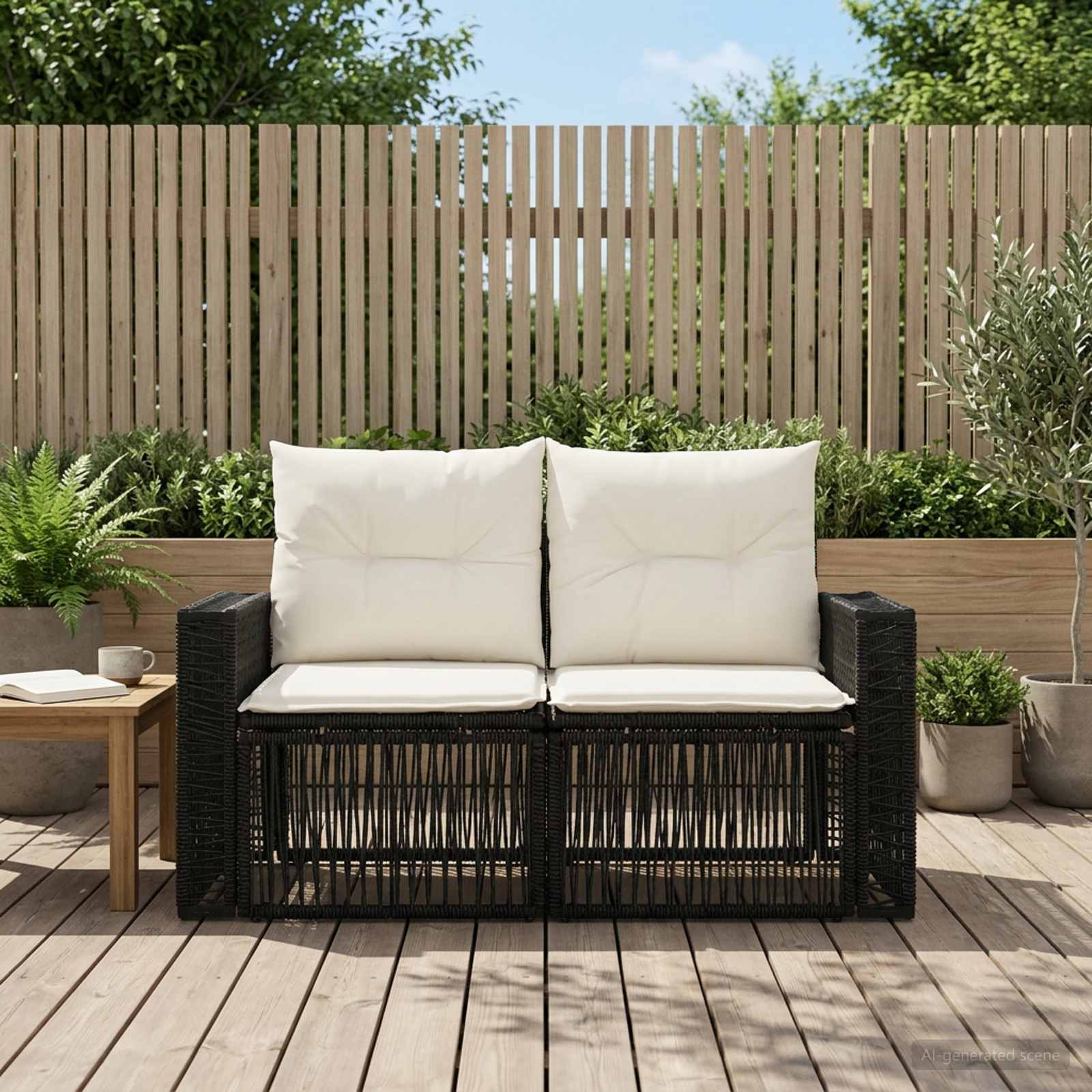 vidaXL Sofa Ogrodowa 2-Liczba miejsc Czarny polirattan