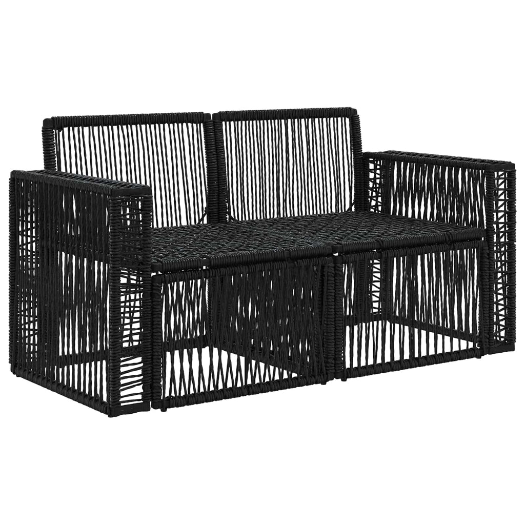 vidaXL Sofa Ogrodowa 2-Liczba miejsc Czarny polirattan