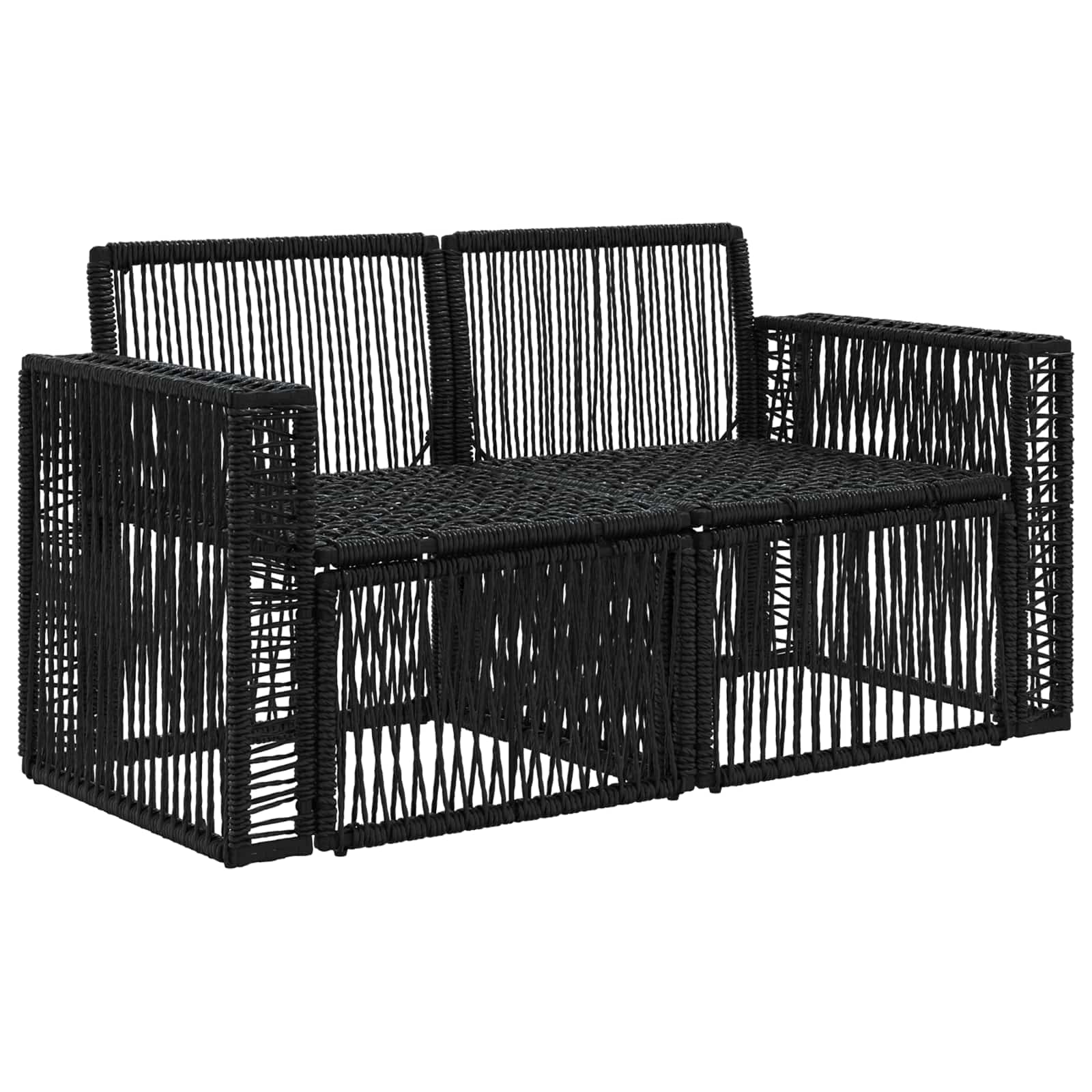 vidaXL Sofa Ogrodowa 2-Liczba miejsc Czarny polirattan