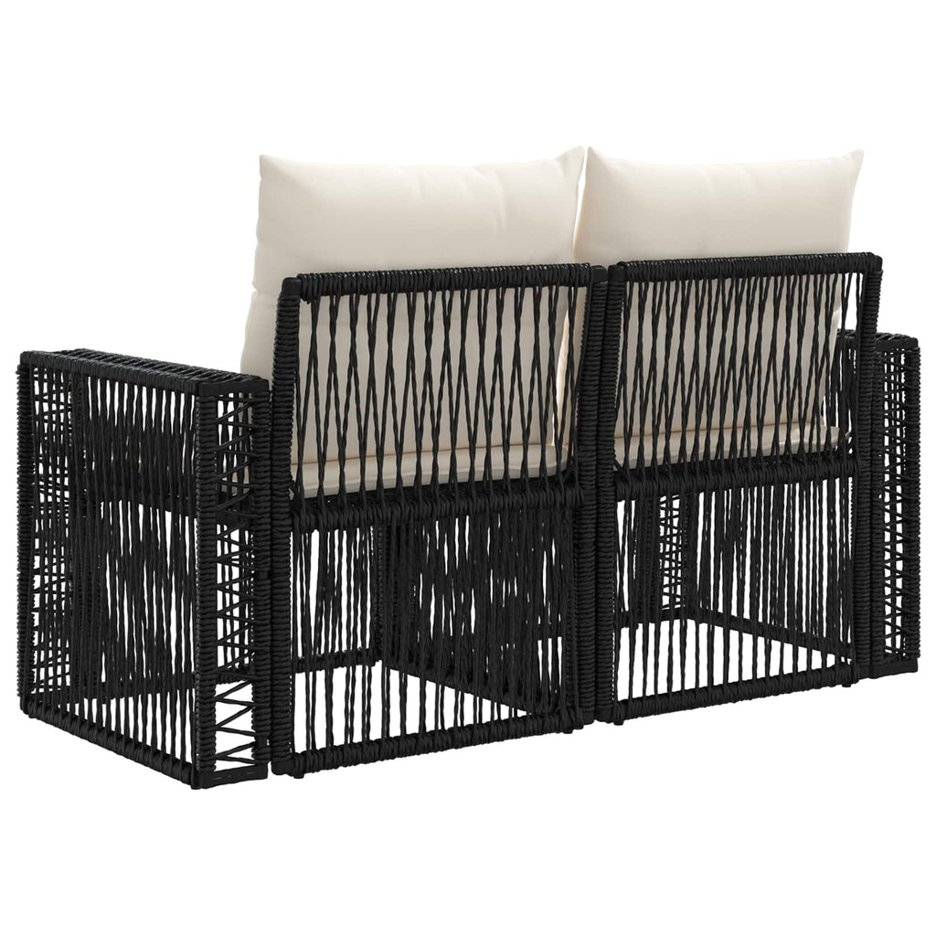 vidaXL Sofa Ogrodowa 2-Liczba miejsc Czarny polirattan