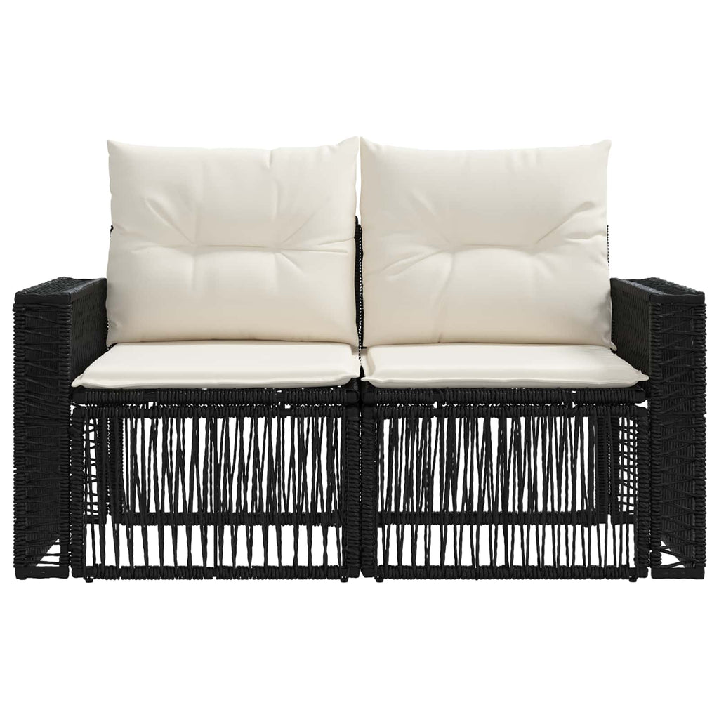 vidaXL Sofa Ogrodowa 2-Liczba miejsc Czarny polirattan
