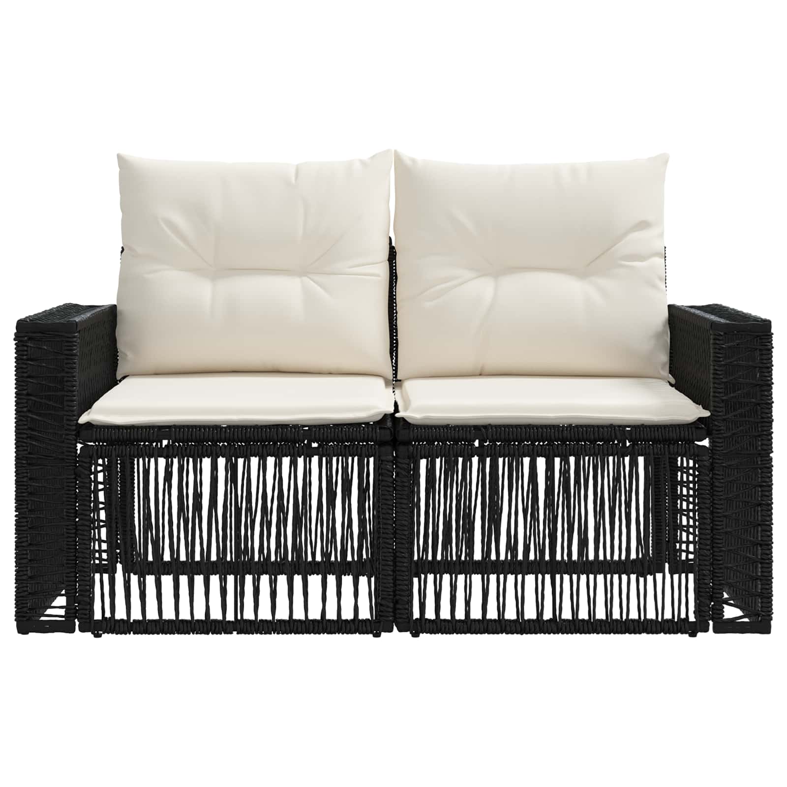 vidaXL Sofa Ogrodowa 2-Liczba miejsc Czarny polirattan
