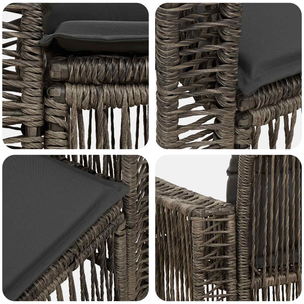 vidaXL Sofa Ogrodowa 2-Liczba miejsc Szary polirattan