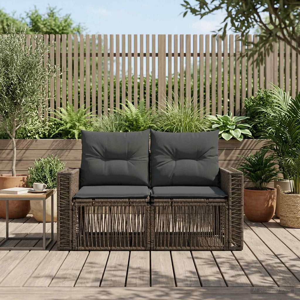 vidaXL Sofa Ogrodowa 2-Liczba miejsc Szary polirattan