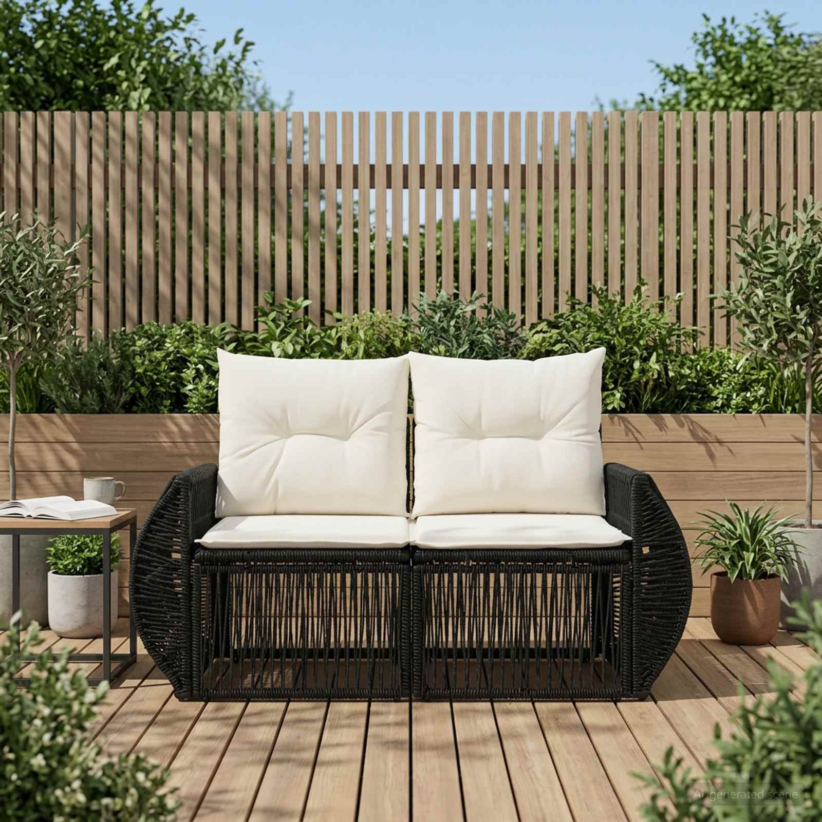 vidaXL Sofa Ogrodowa 2-Liczba miejsc Czarny polirattan