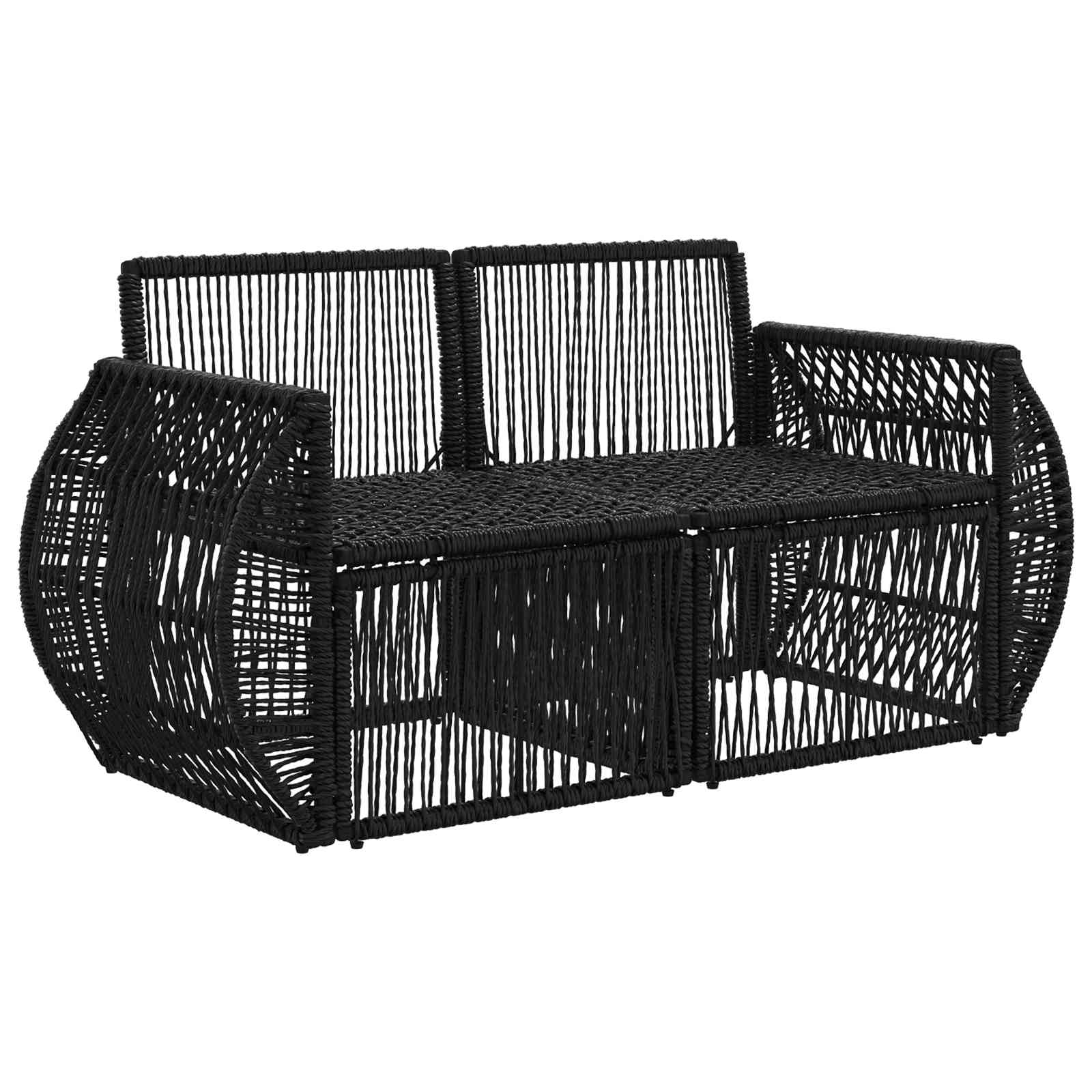 vidaXL Sofa Ogrodowa 2-Liczba miejsc Czarny polirattan