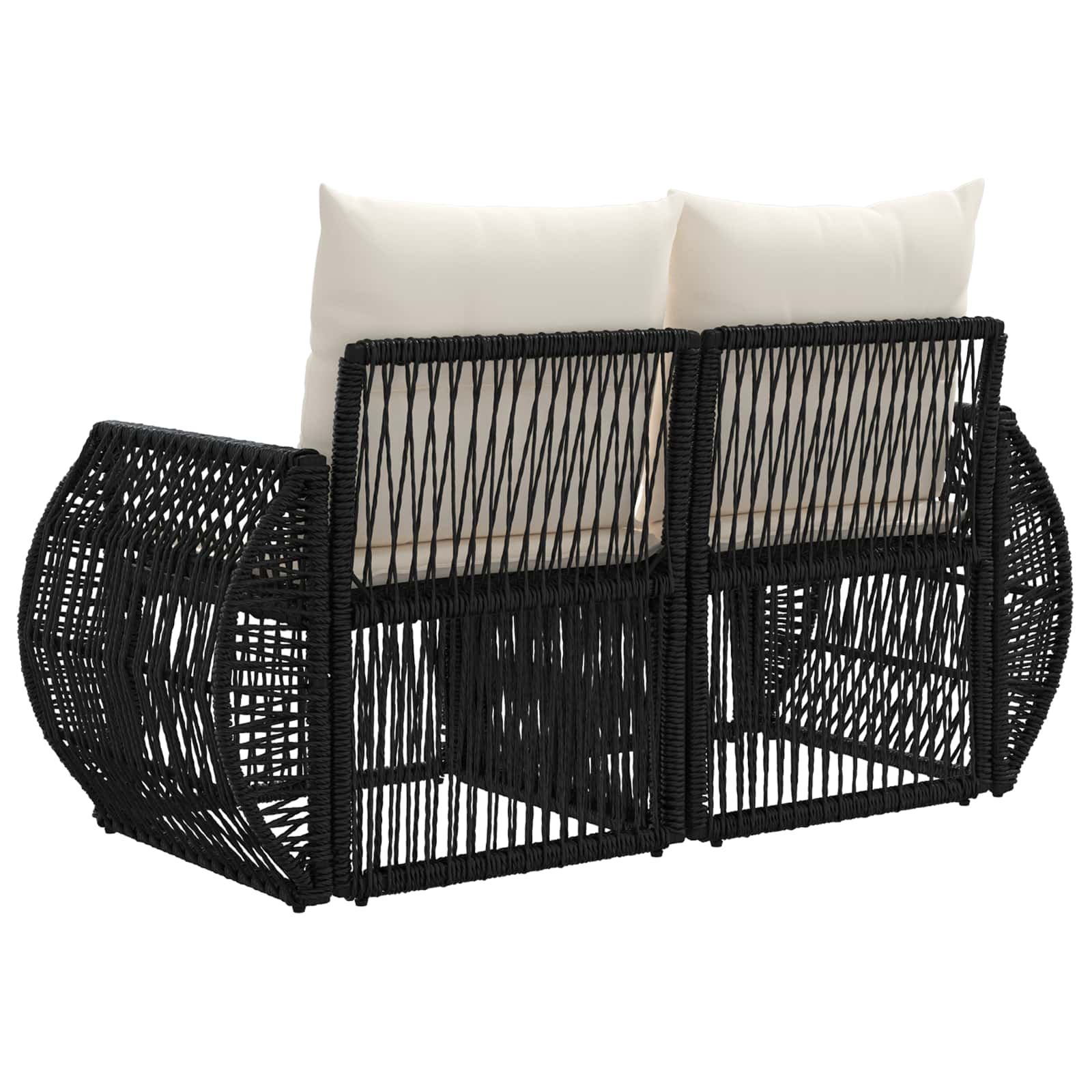 vidaXL Sofa Ogrodowa 2-Liczba miejsc Czarny polirattan