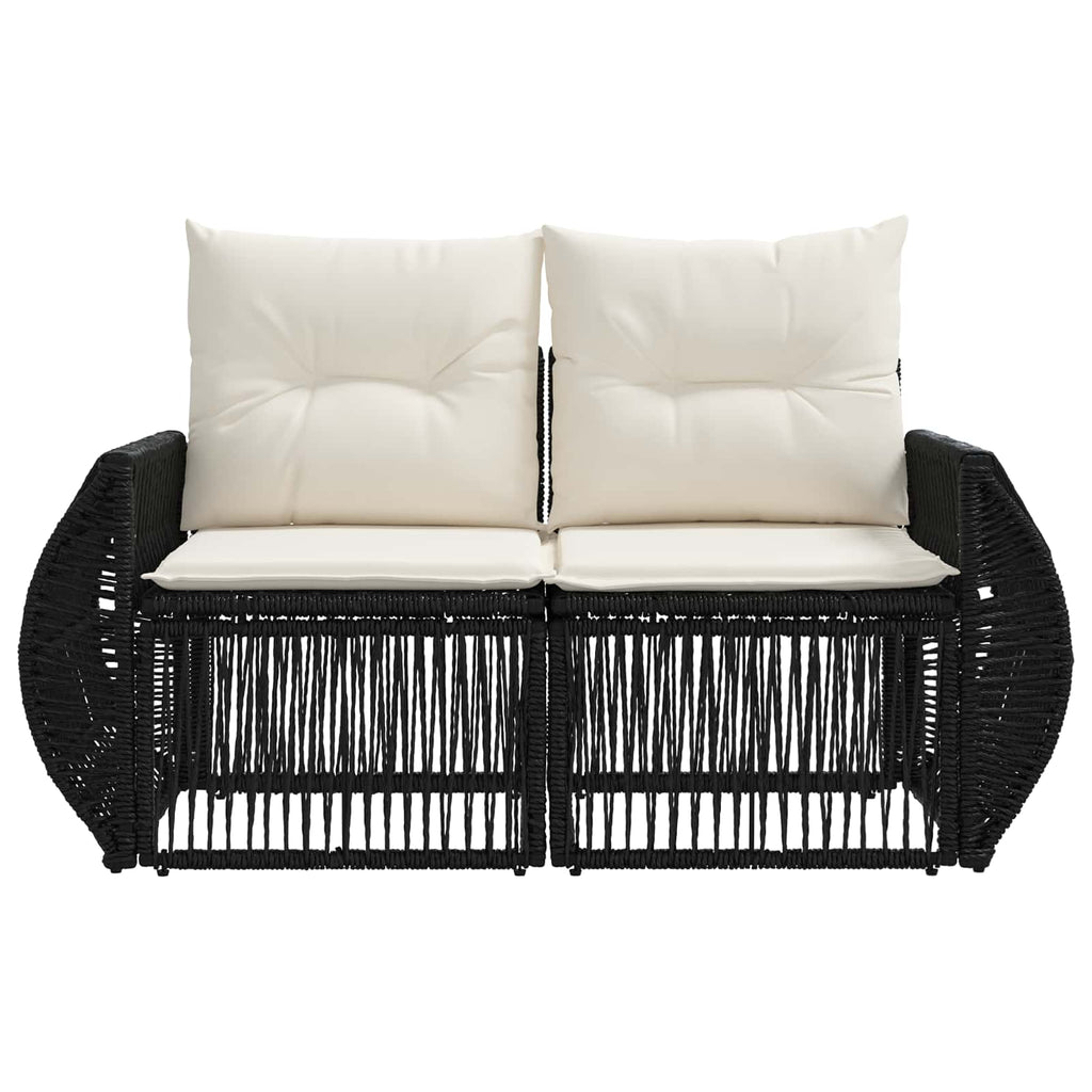 vidaXL Sofa Ogrodowa 2-Liczba miejsc Czarny polirattan