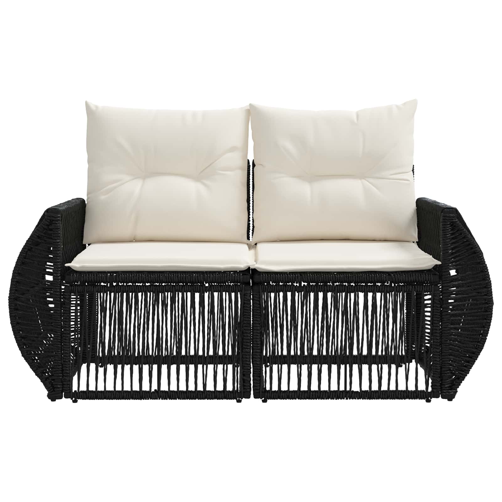 vidaXL Sofa Ogrodowa 2-Liczba miejsc Czarny polirattan