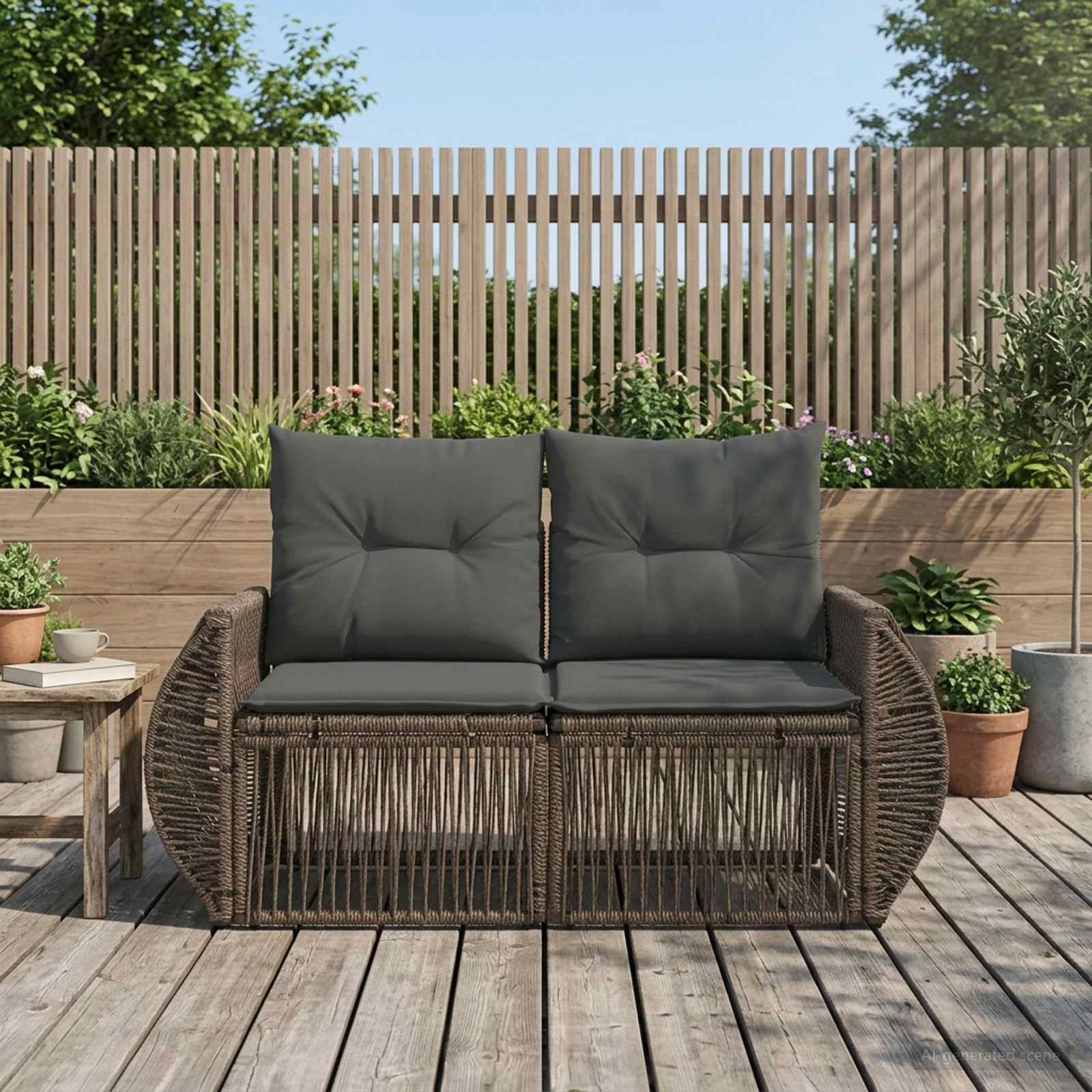 vidaXL Sofa Ogrodowa 2-Liczba miejsc Szary polirattan