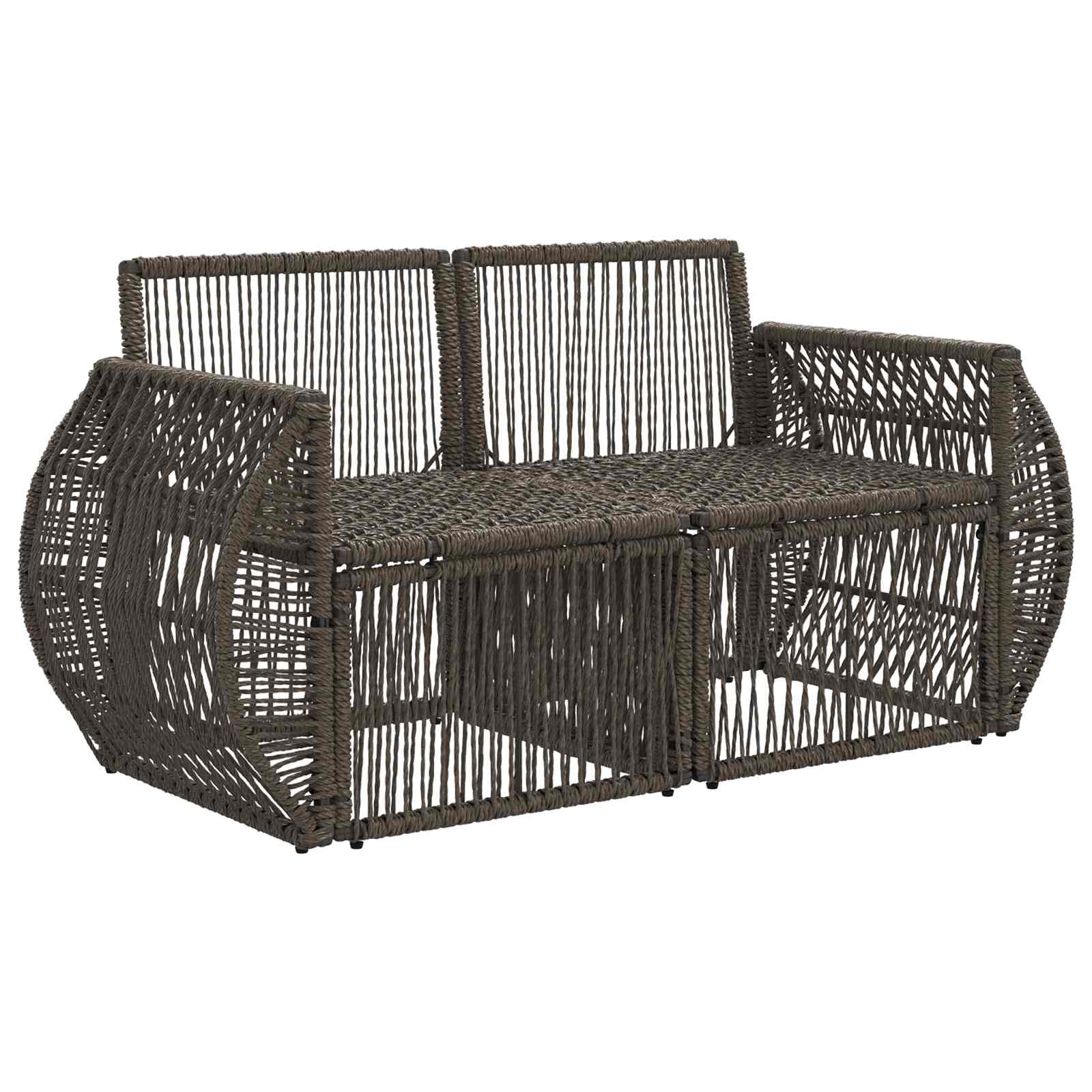 vidaXL Sofa Ogrodowa 2-Liczba miejsc Szary polirattan