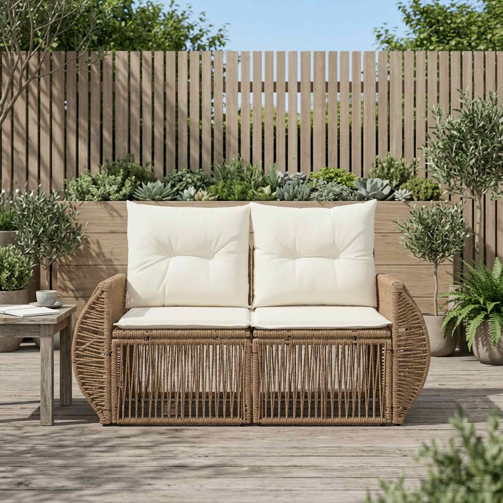 vidaXL Sofa Ogrodowa 2-Liczba miejsc Beżowy polirattan