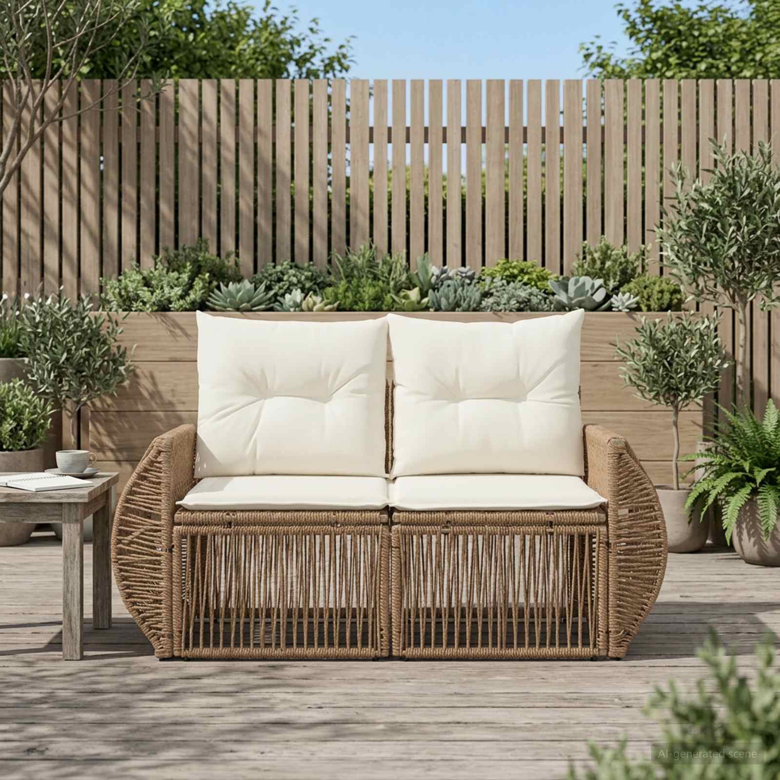 vidaXL Sofa Ogrodowa 2-Liczba miejsc Beżowy polirattan