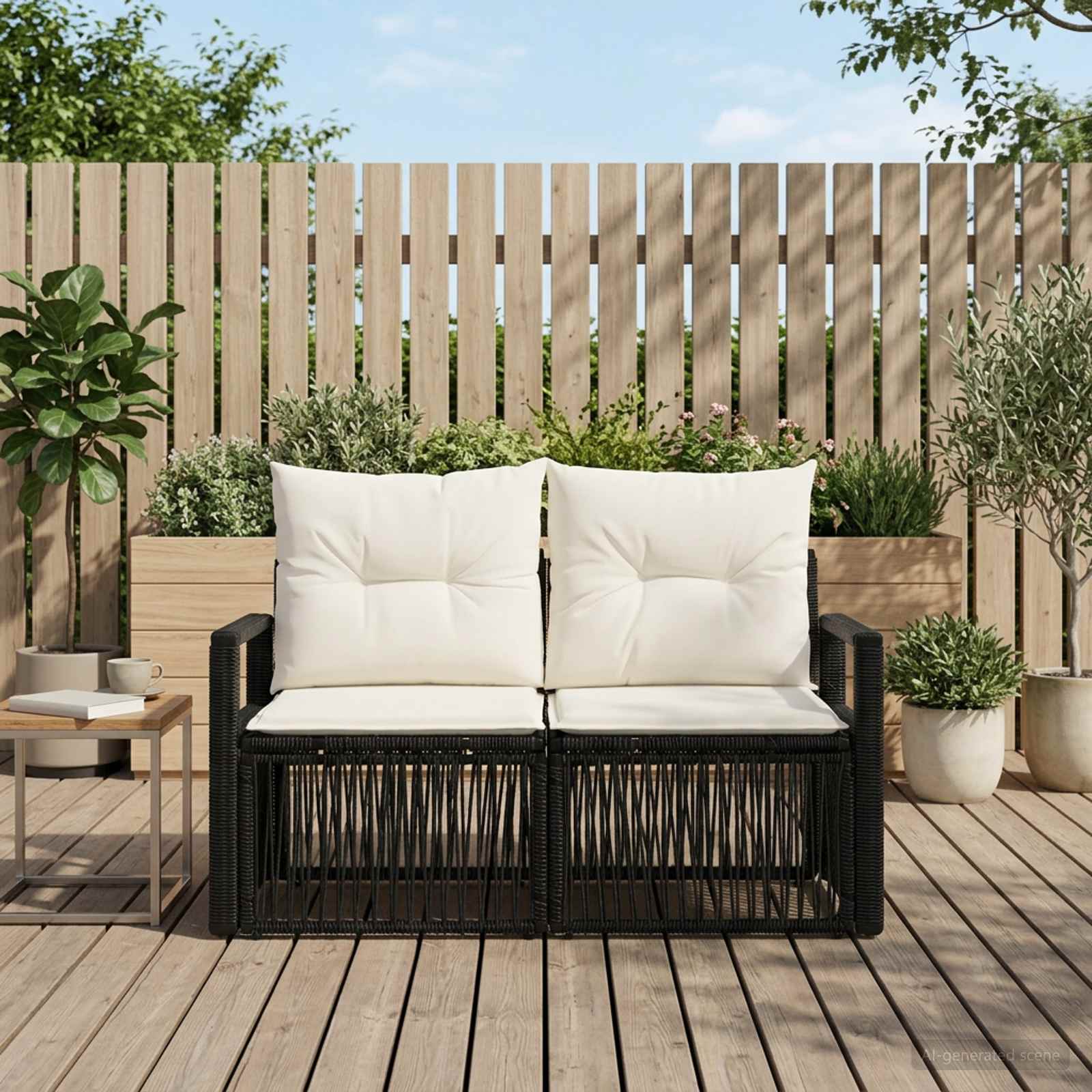 vidaXL Sofa Ogrodowa 2-Liczba miejsc Czarny polirattan