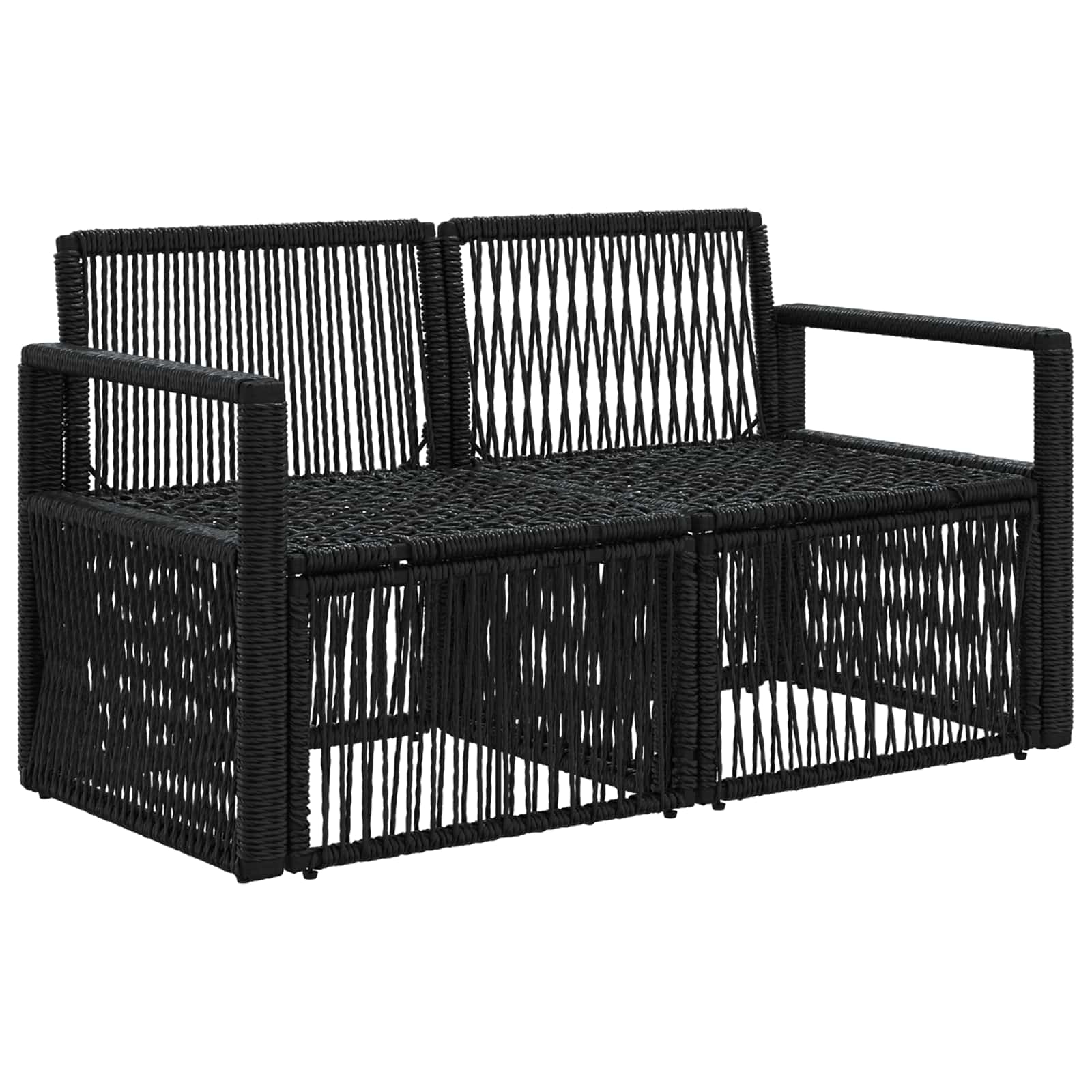 vidaXL Sofa Ogrodowa 2-Liczba miejsc Czarny polirattan