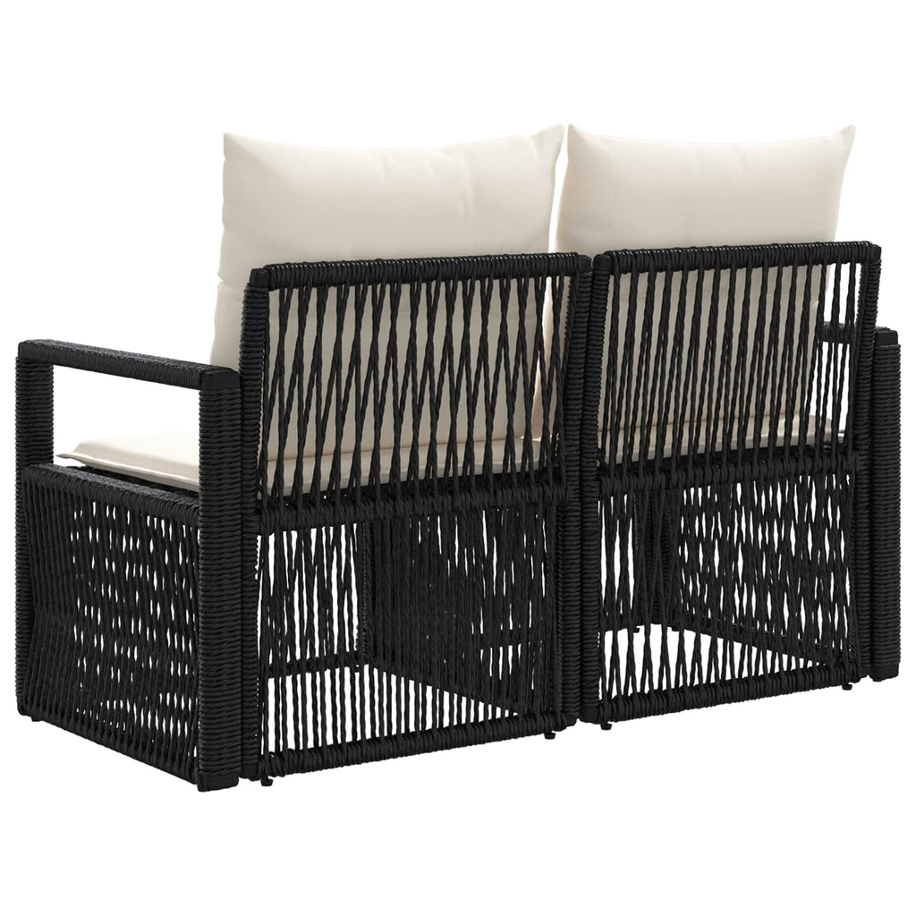 vidaXL Sofa Ogrodowa 2-Liczba miejsc Czarny polirattan