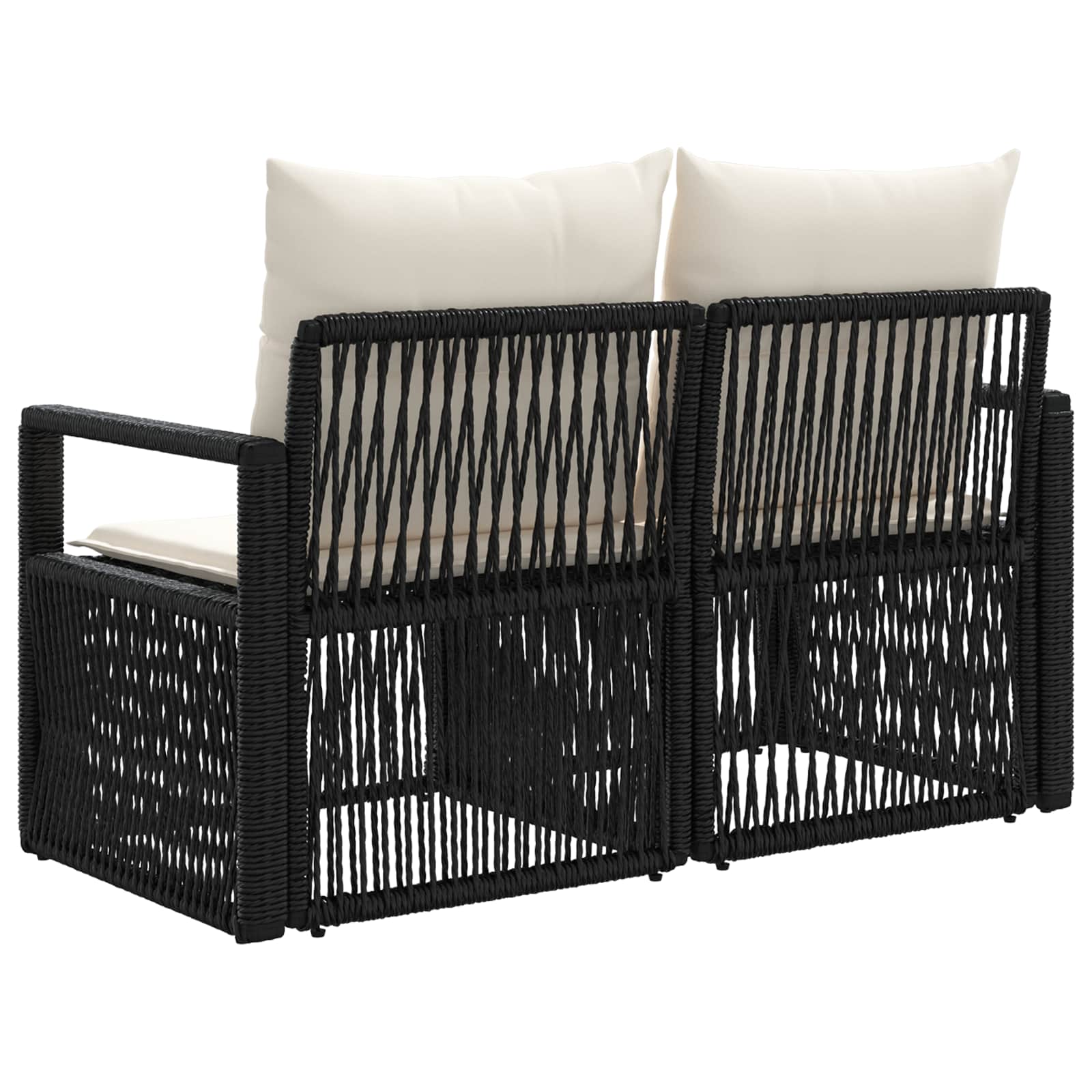 vidaXL Sofa Ogrodowa 2-Liczba miejsc Czarny polirattan