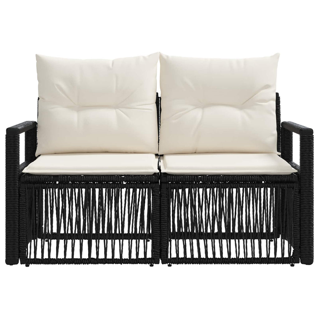 vidaXL Sofa Ogrodowa 2-Liczba miejsc Czarny polirattan