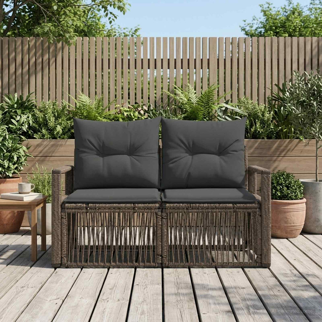vidaXL Sofa Ogrodowa 2-Liczba miejsc Szary polirattan