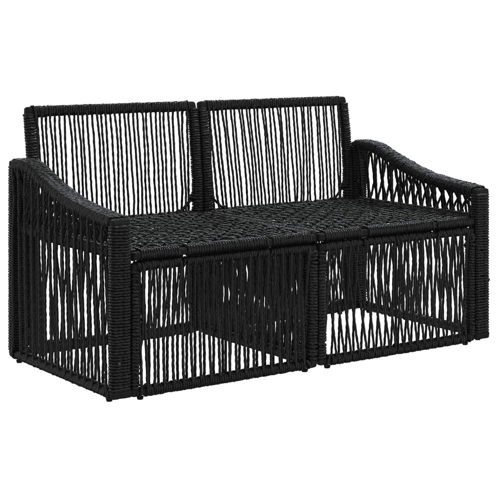 vidaXL Sofa Ogrodowa 2-Liczba miejsc Czarny polirattan