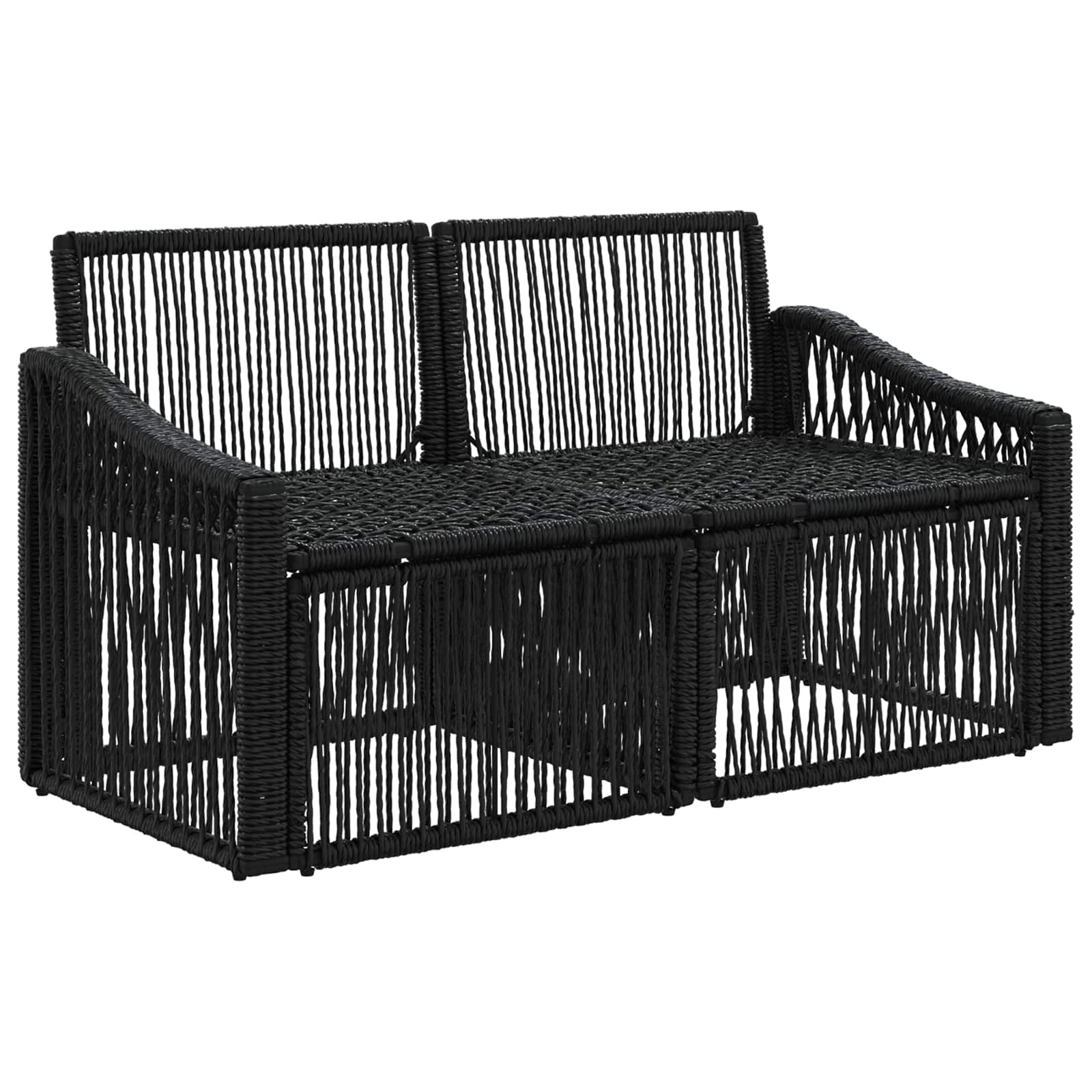 vidaXL Sofa Ogrodowa 2-Liczba miejsc Czarny polirattan